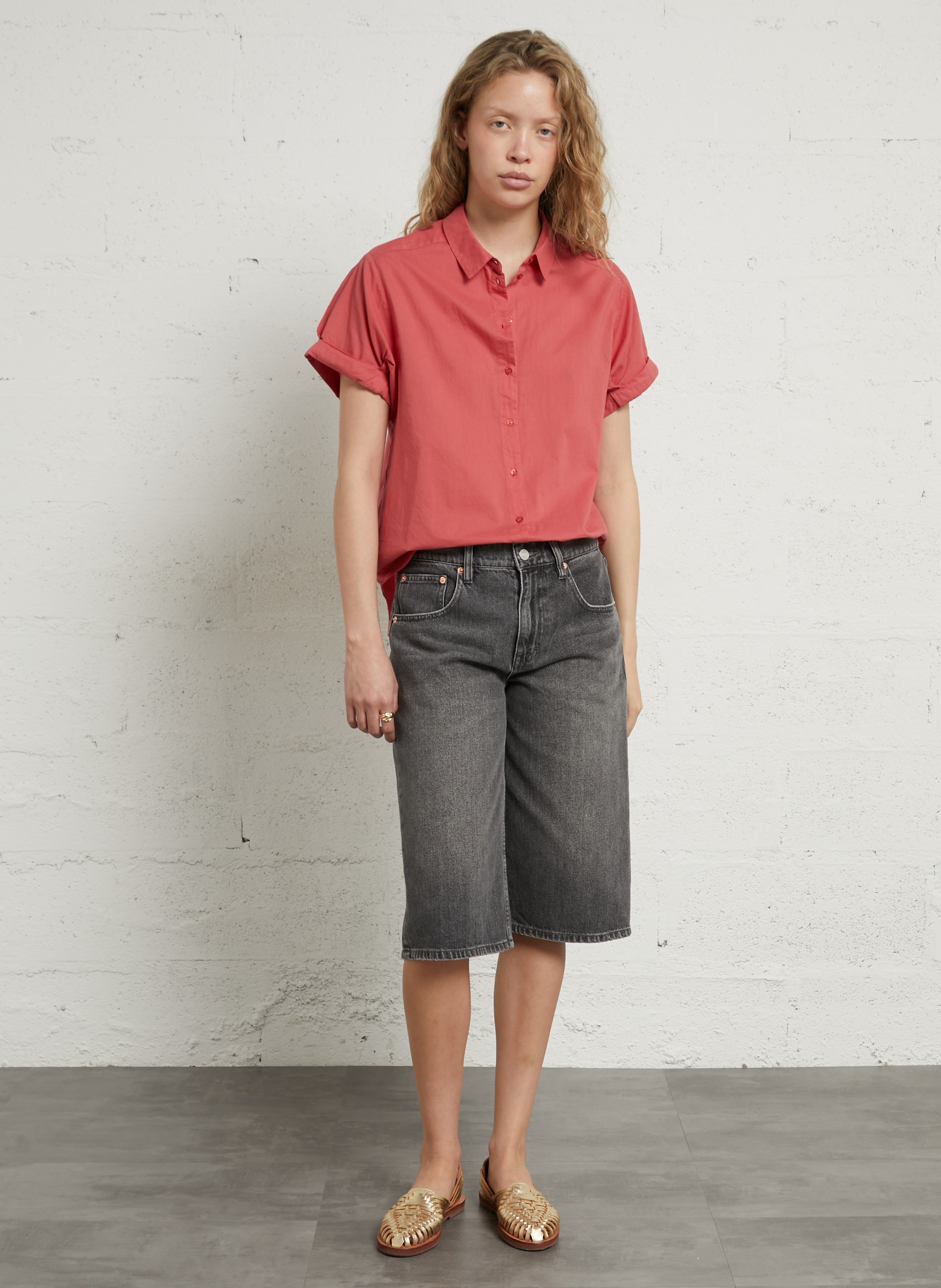 Chemise col classique en coton  SUD EXPRESS Rouge