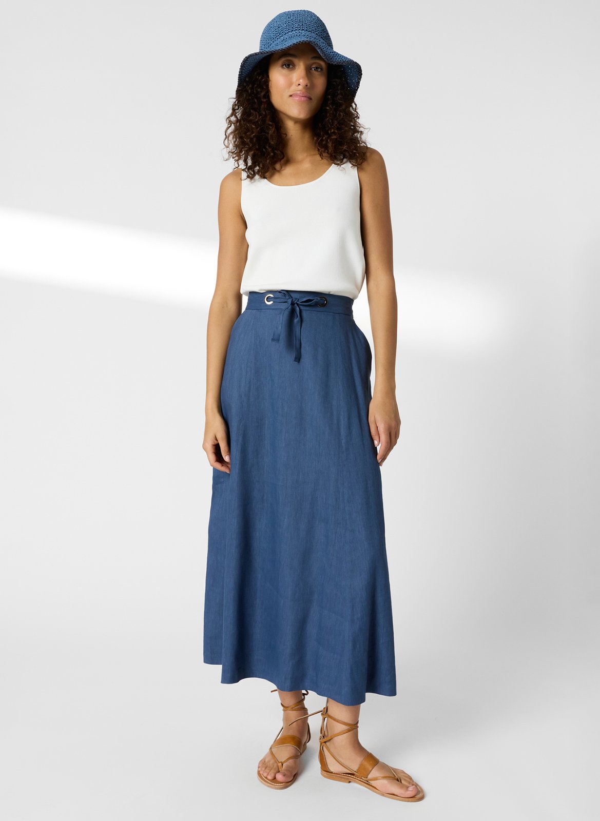 Jupe mi-longue évasée unie GERARD DAREL Bleu