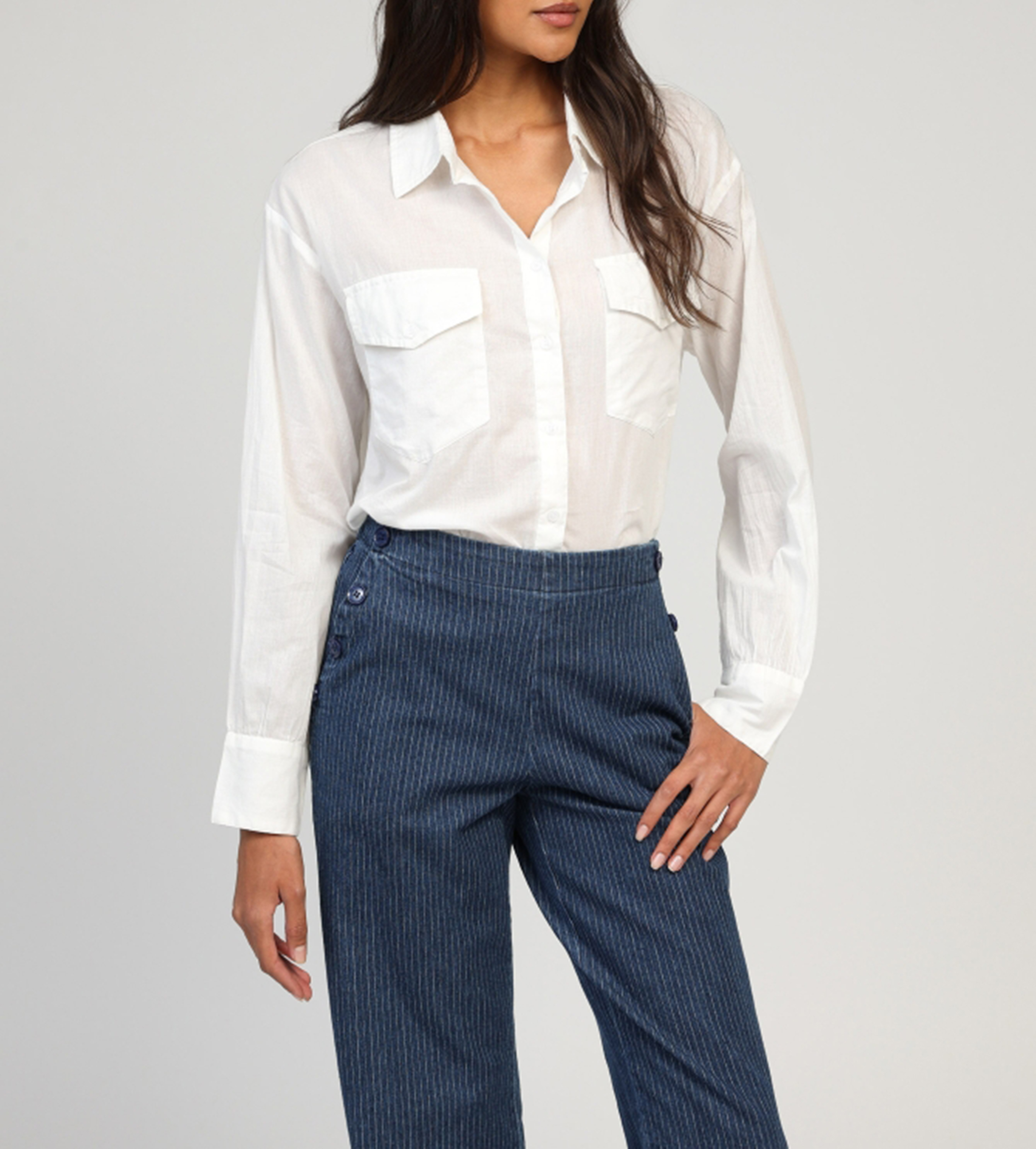 Straight buttoned cotton shirt AN'GE White
