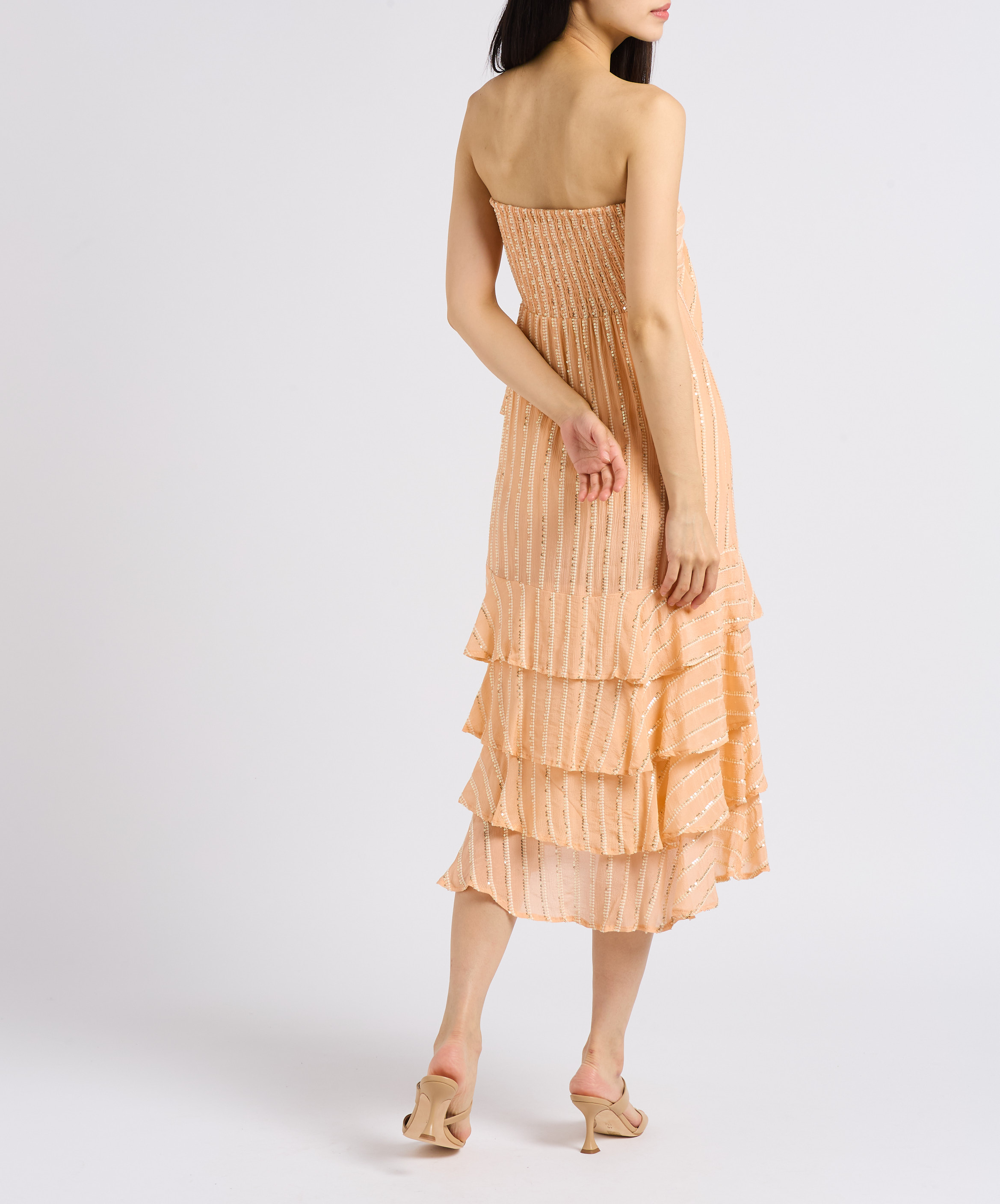 Abito bustier con volant e paillettes SUNDRESS Arancio