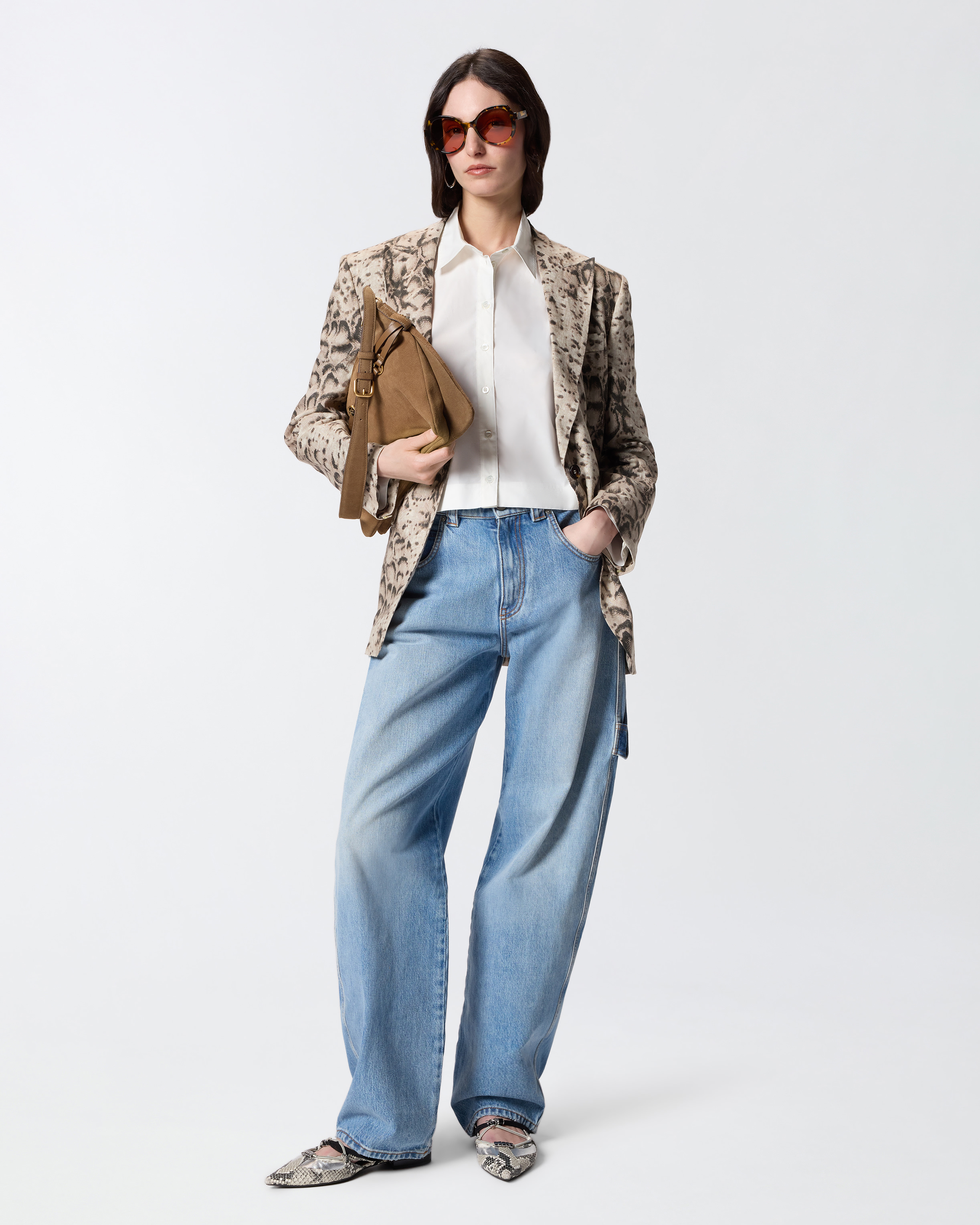 Chemise cropped avec dos froncé PINKO Blanc