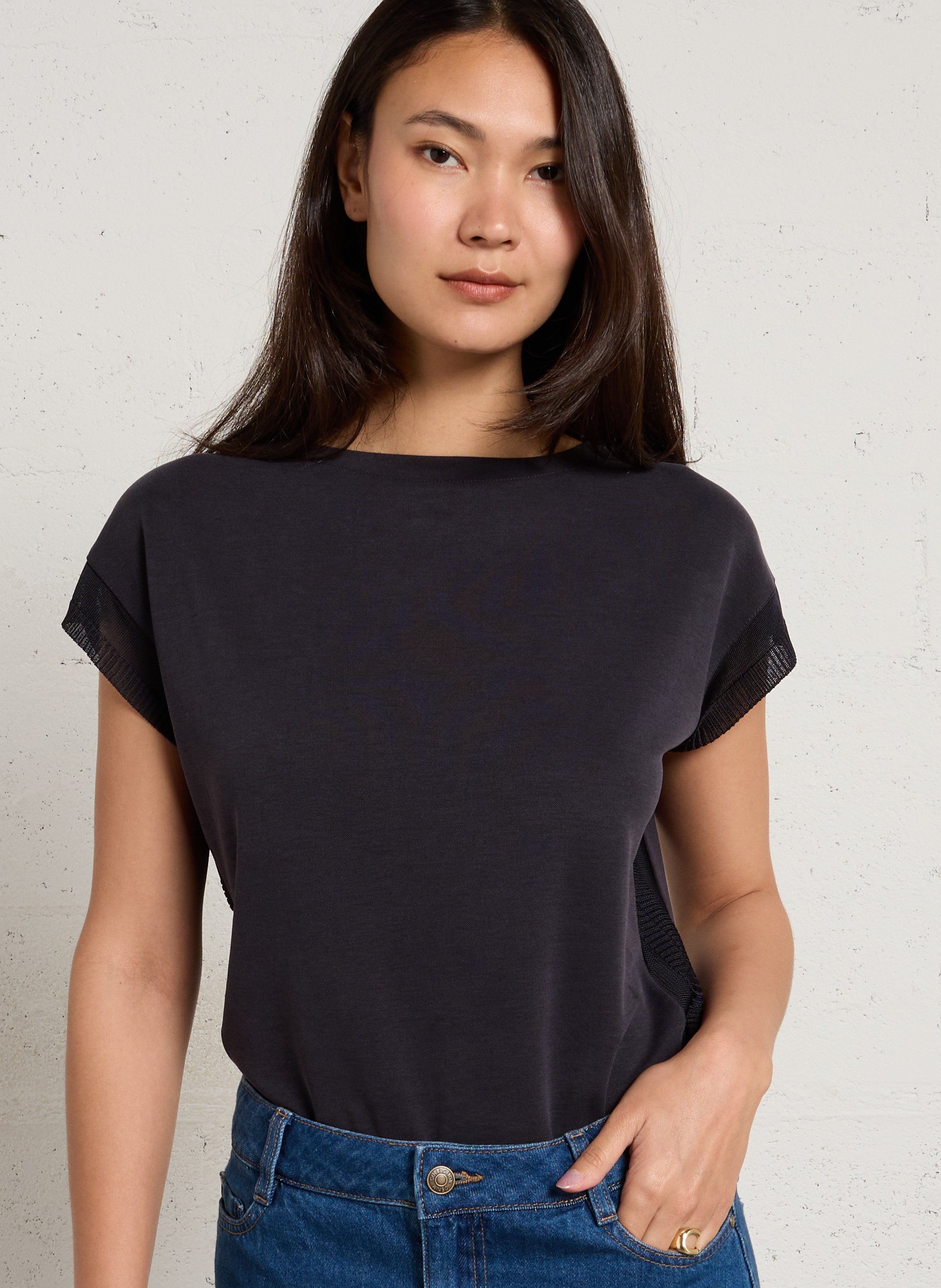 Effen top met lange mouwen en ronde hals MAISON 123
