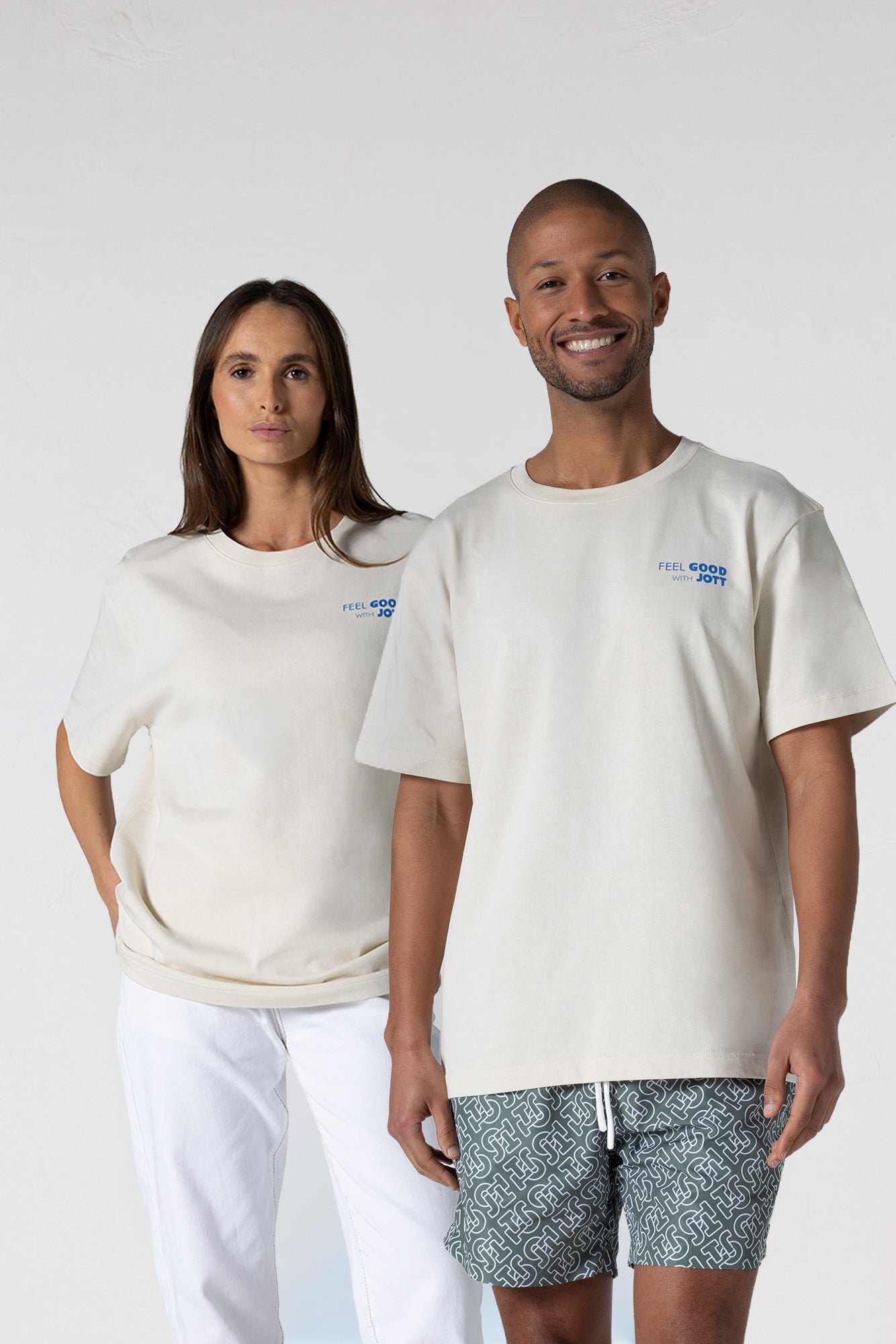 Round neck unisex printed kood t-shirt JOTT White