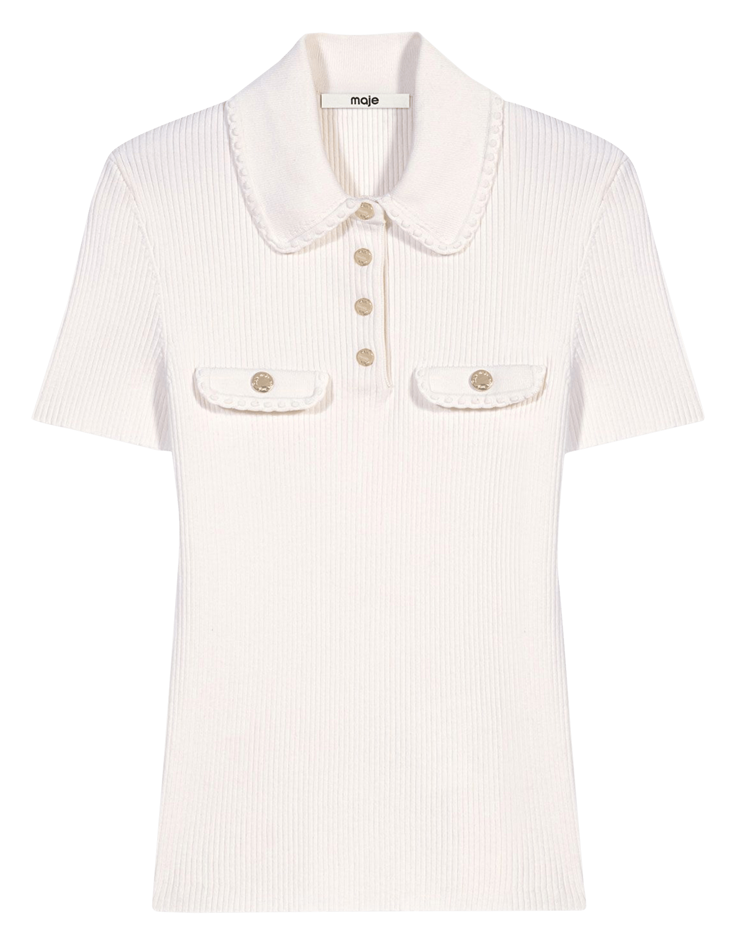 Pull polo ajusté uni MAJE Beige