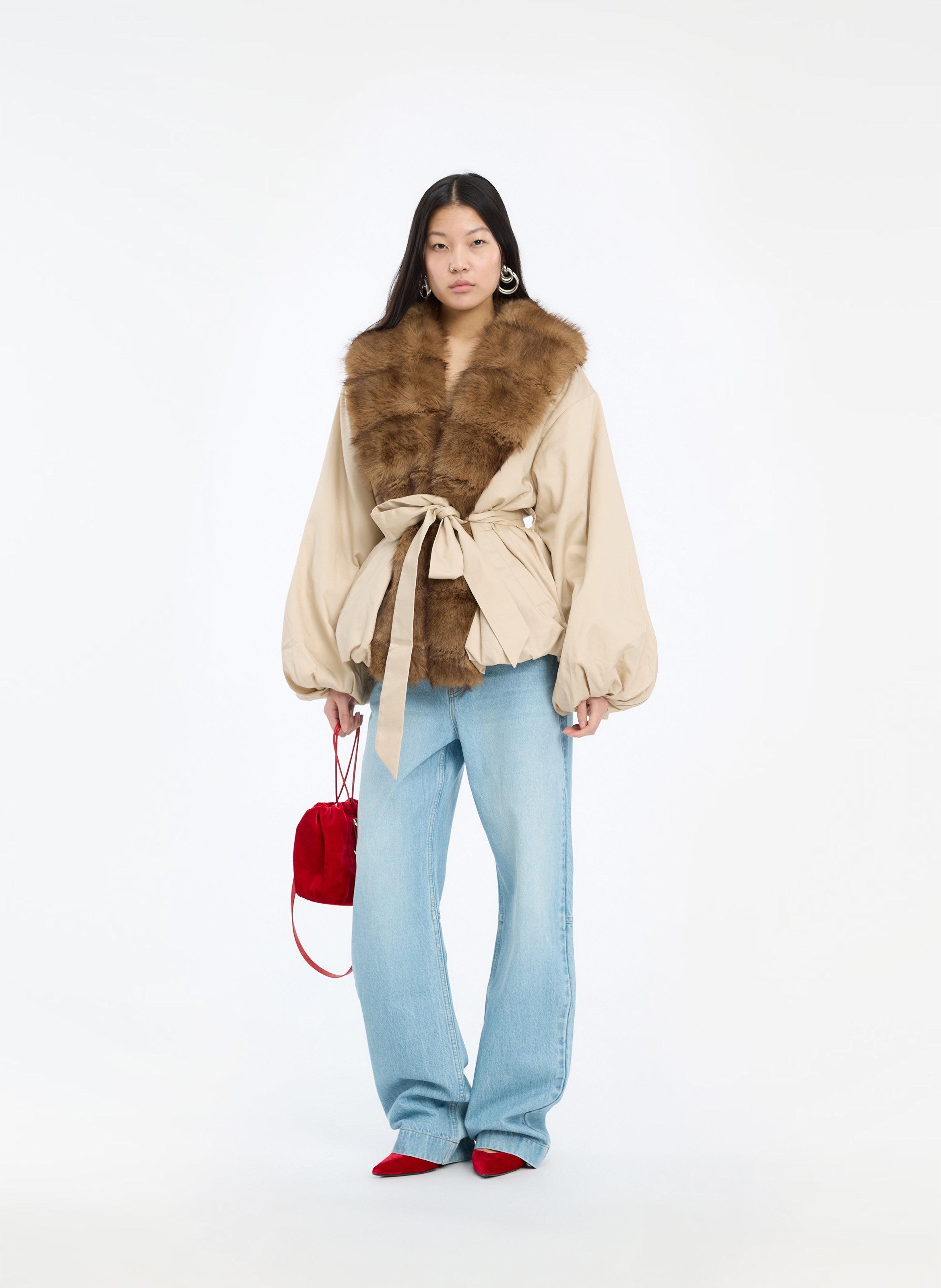 Veste oversize en fibres recyclées mélangées ROTATE Beige