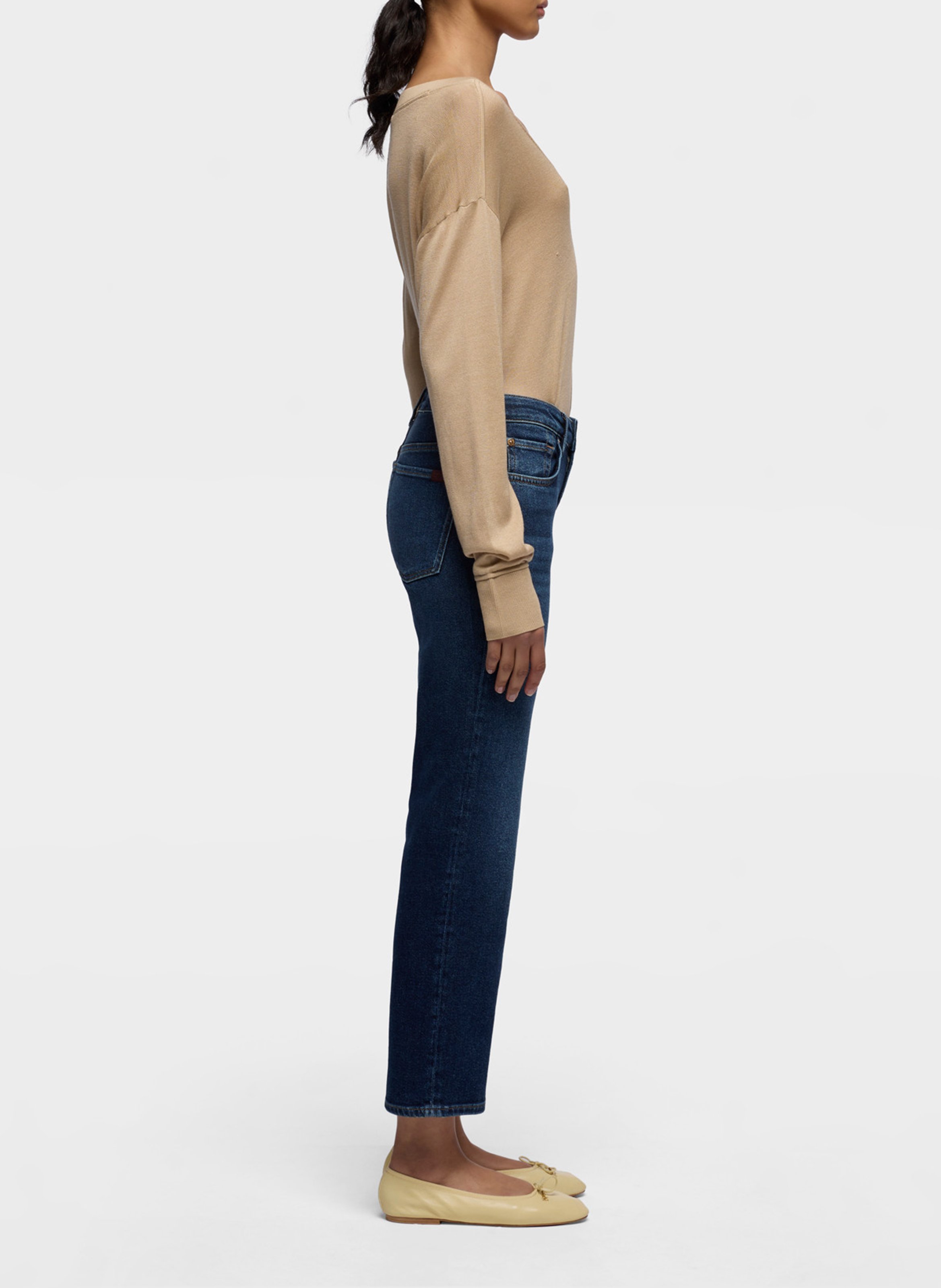 Jean droit en coton mélangé 7 FOR ALL MANKIND Bleu