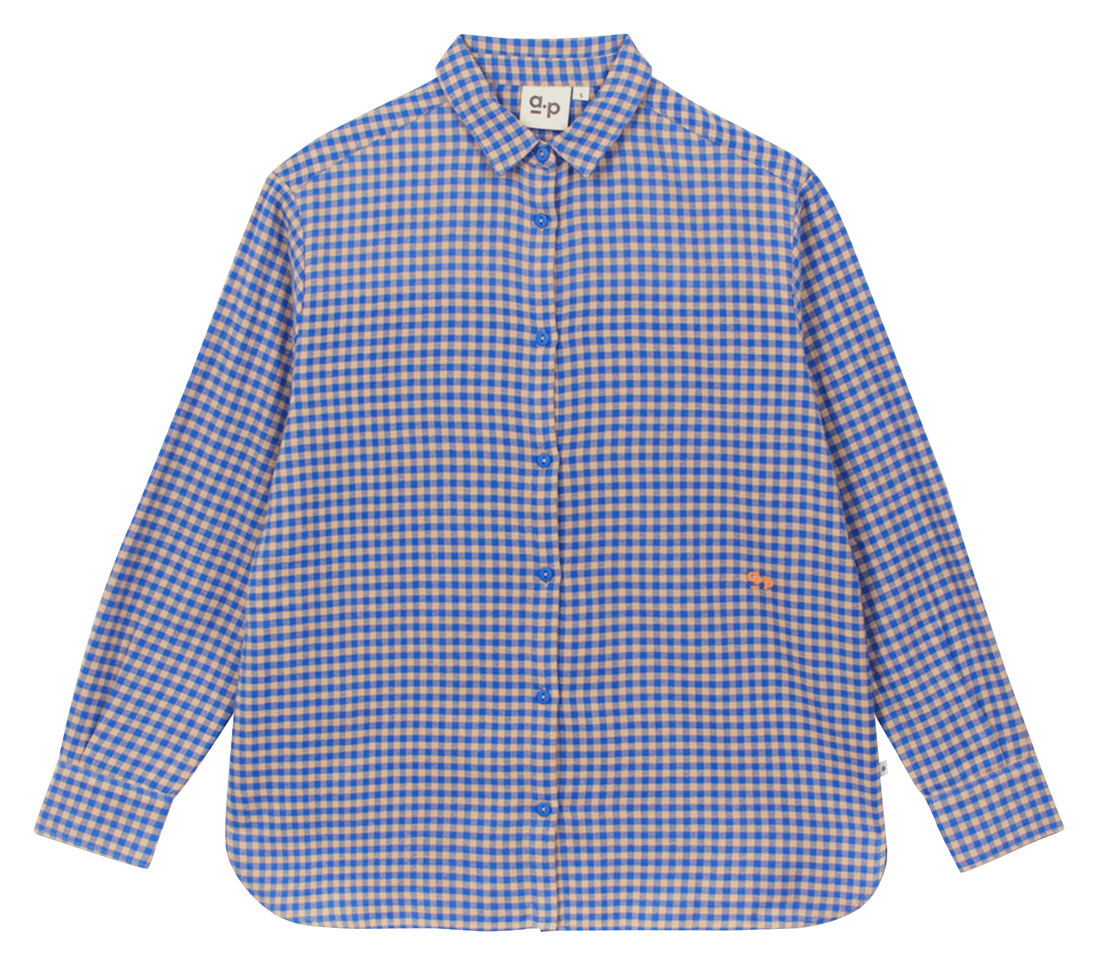 Wijdvallende biologisch katoenen vichy blouse A.P Blauw