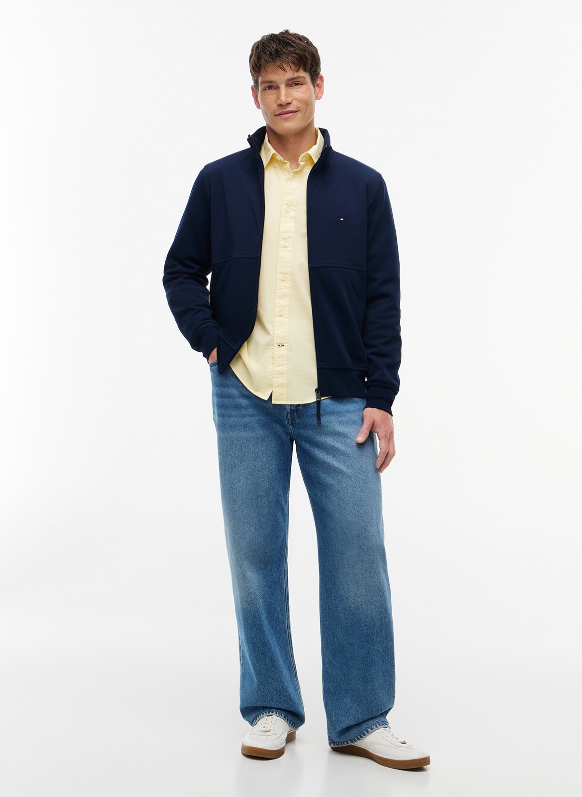 Gerader Sweatshirt mit Reißverschluss aus Baumwollmischung TOMMY HILFIGER Blau