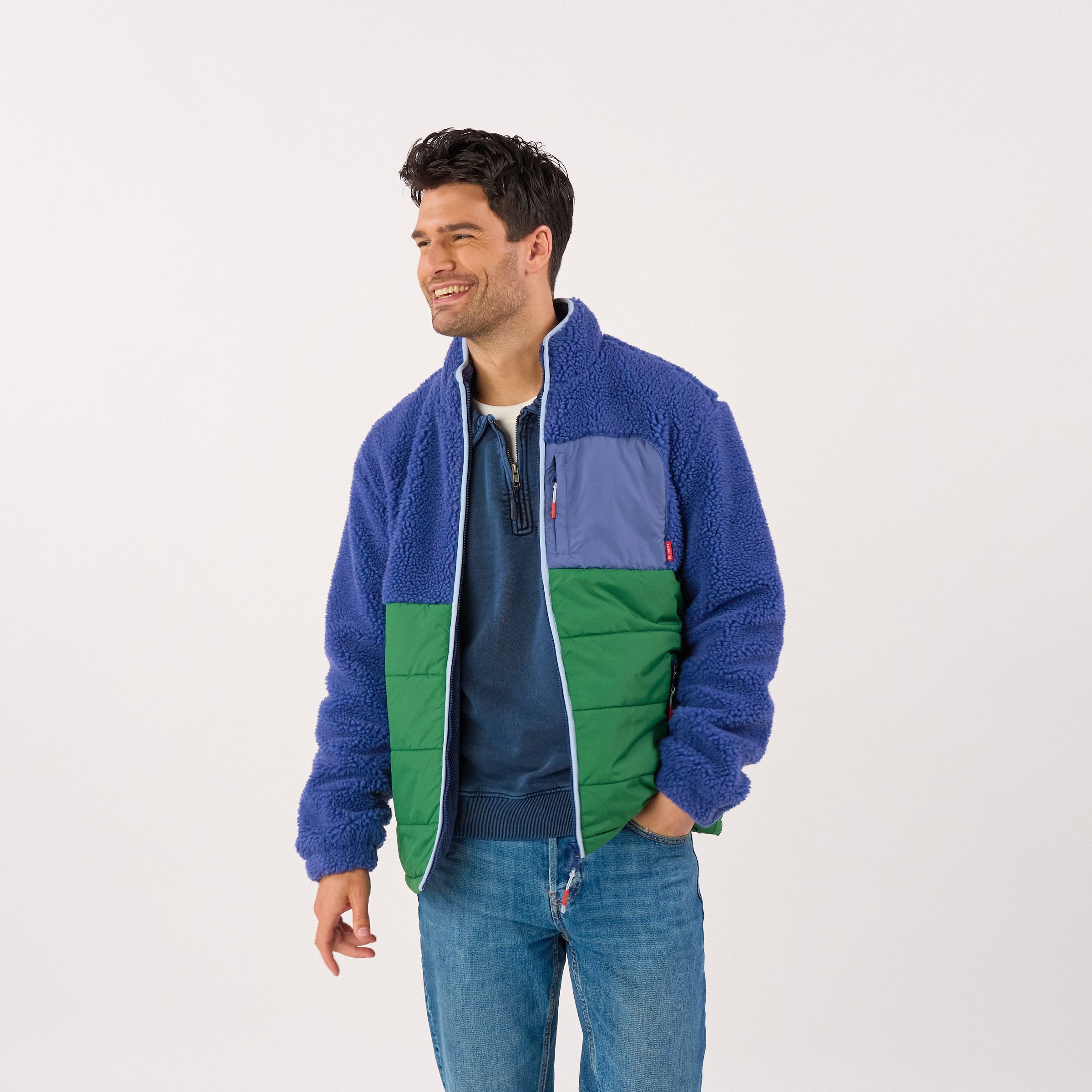 Sherpa bi-material jacket | Blue BILLYBELT Men