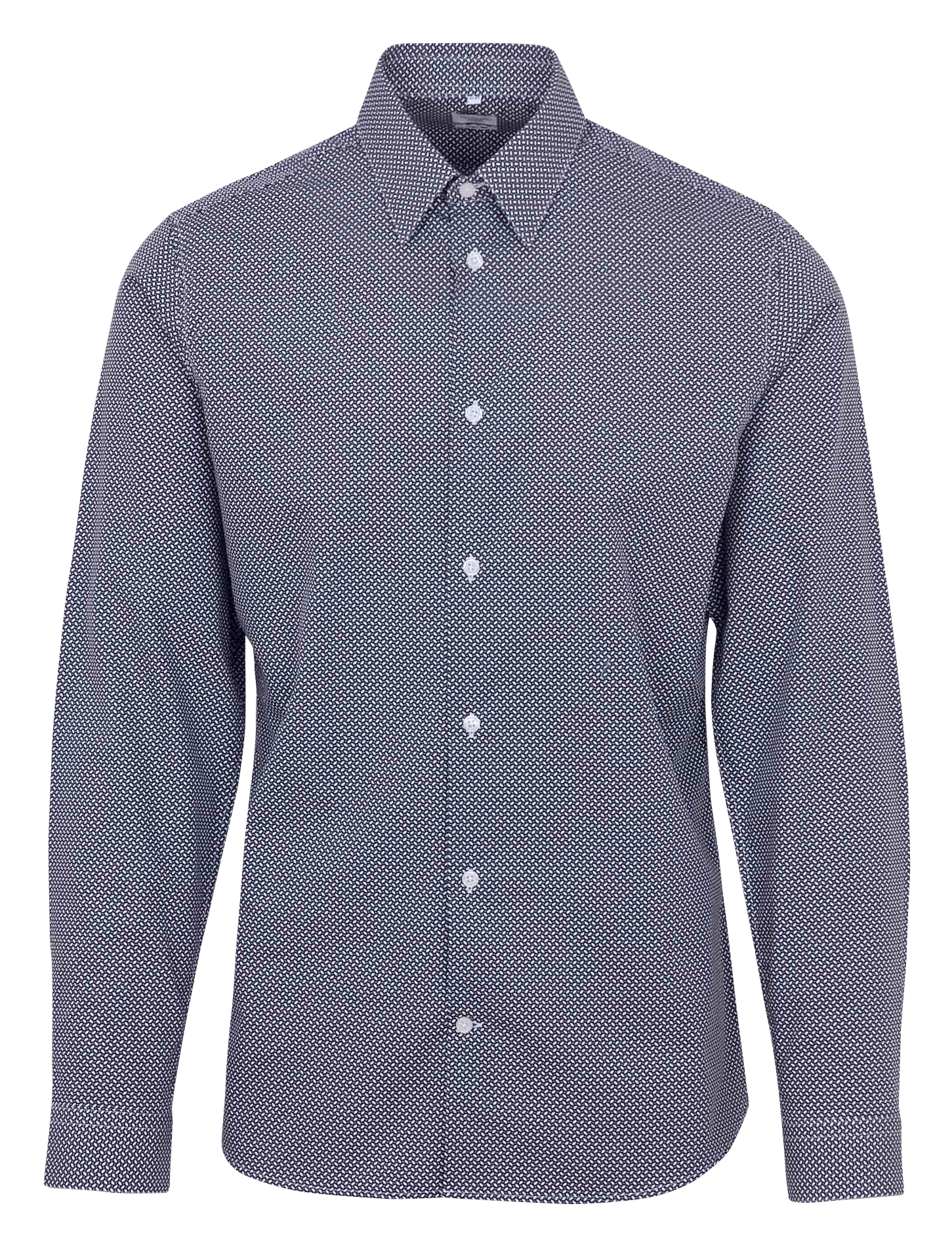 Bedrukt overhemd met klassieke kraag van katoen. AU PRINTEMPS PARIS Blauw