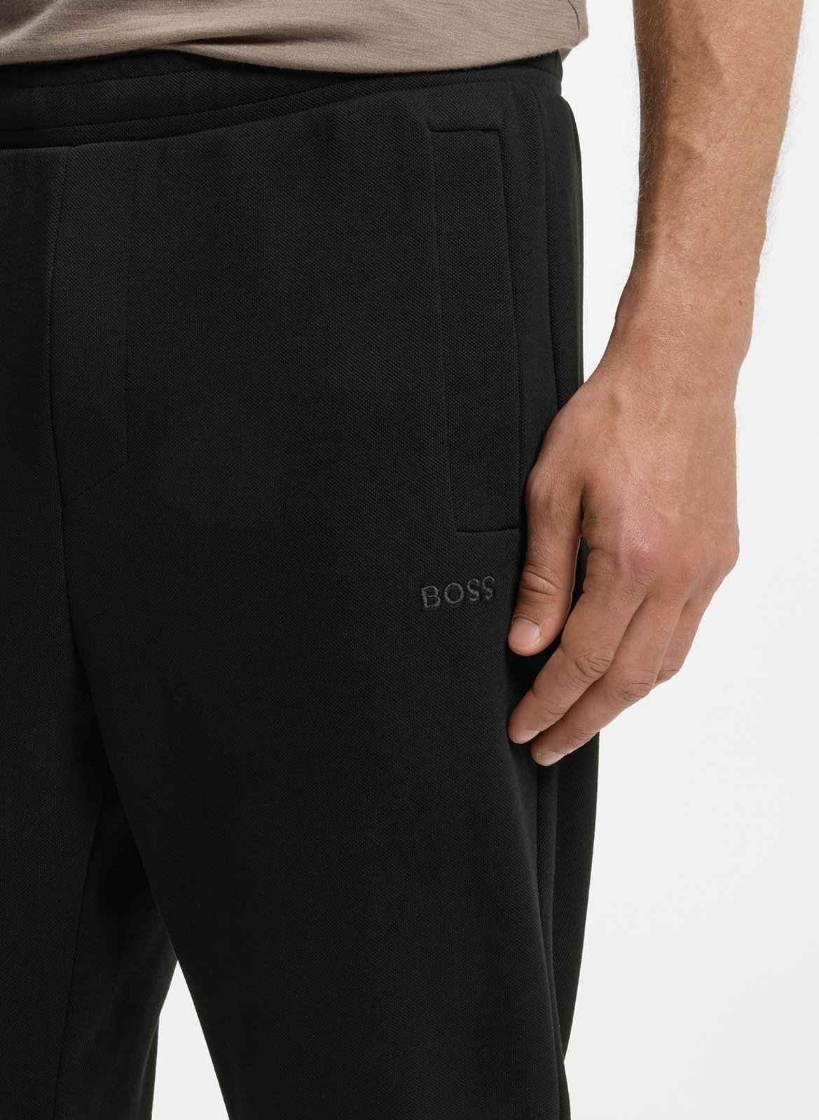 Jogging droit en coton mélangé BOSS Noir