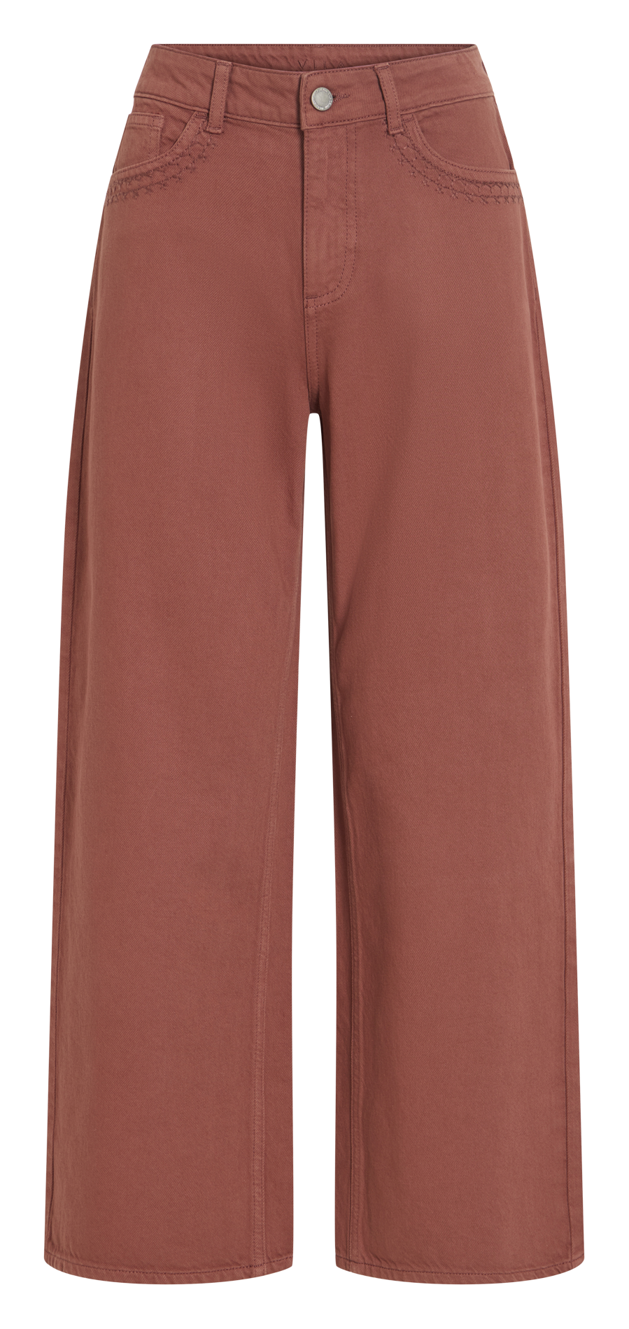 Jean large taille haute en denim de coton VILA Marron