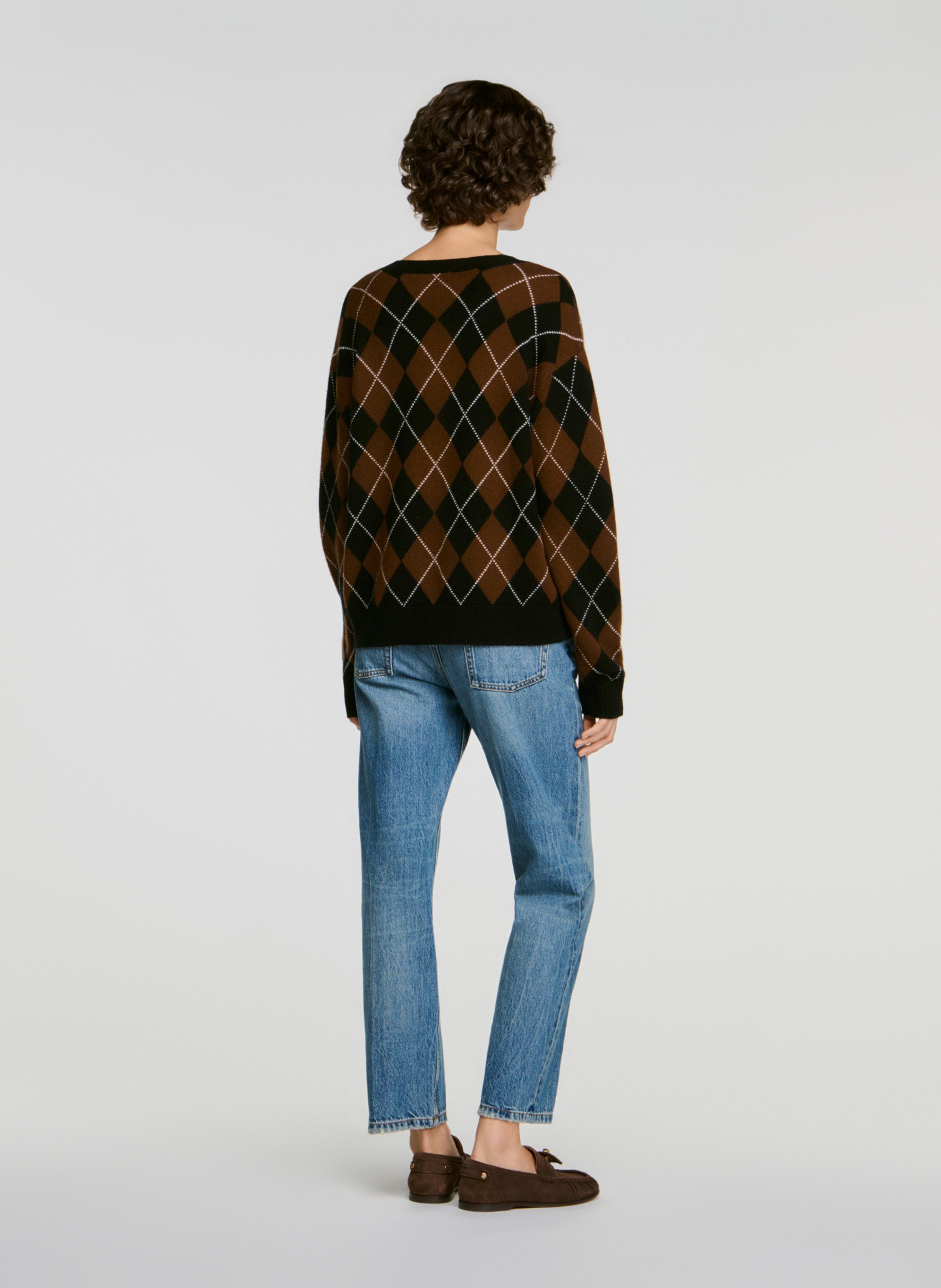 Pull imprimé en laine et cachemire SANDRO Noir