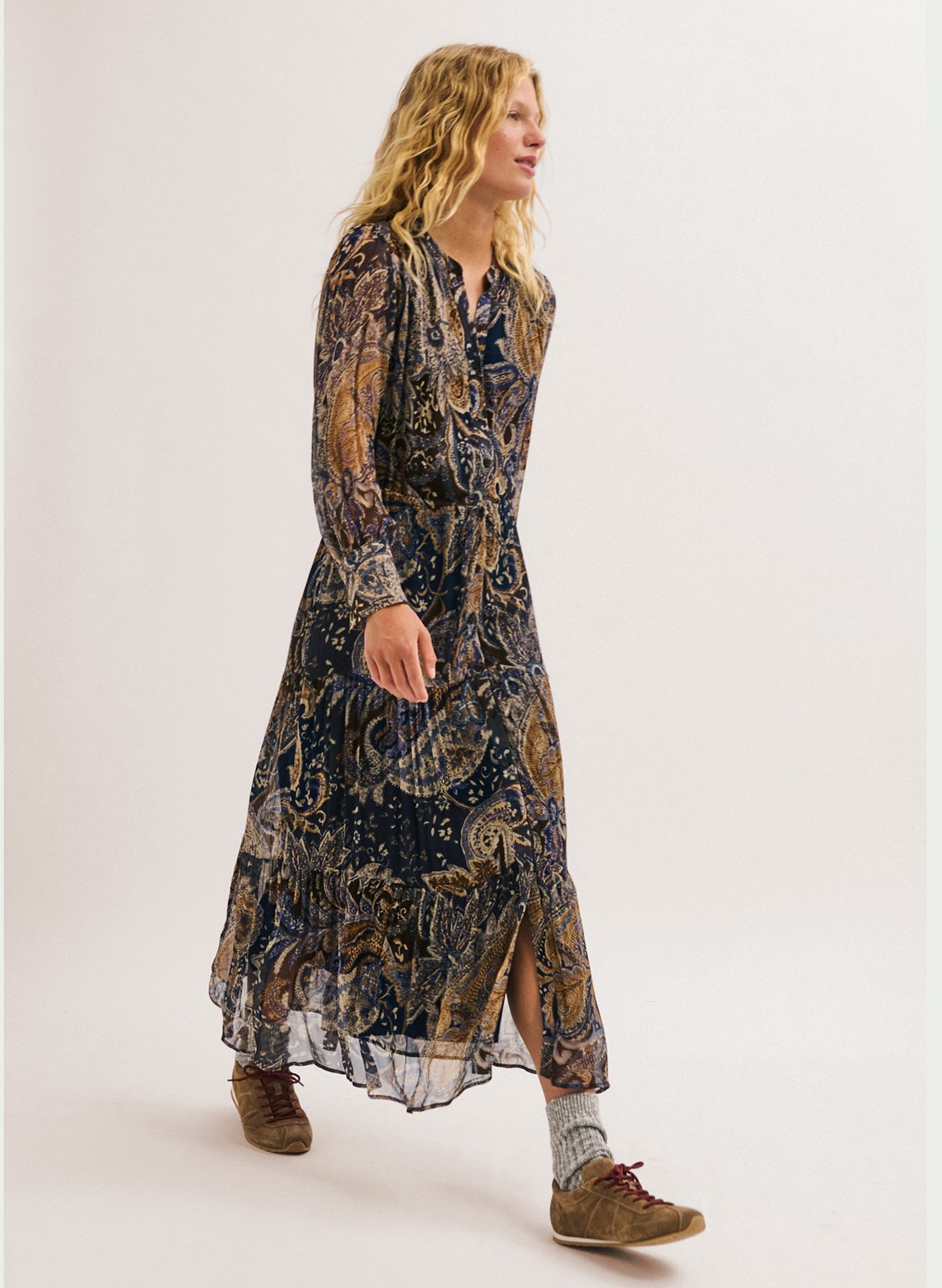 Long henley dress PABLO Blue