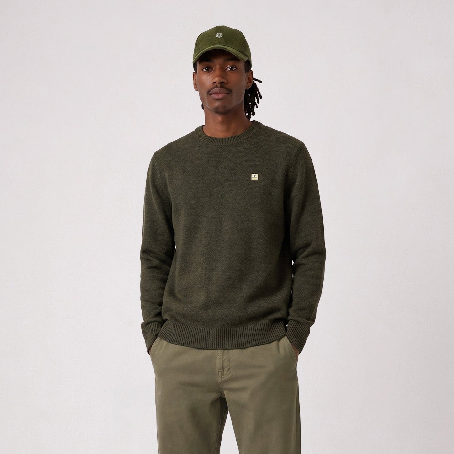 MADANI Moss Green Crew-Neck Wool Sweater sbplay SERGE BLANCO Green