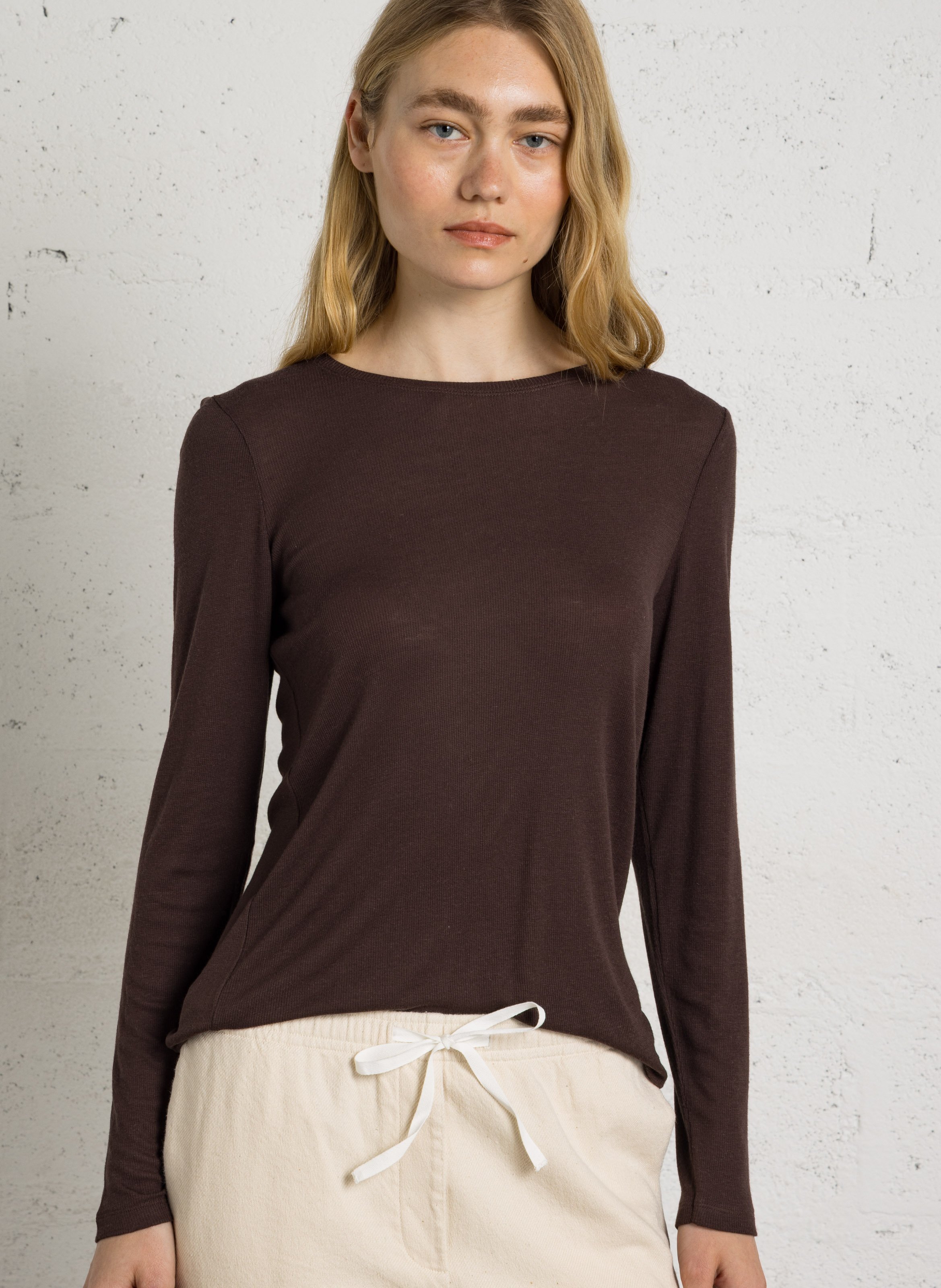 Recht T-shirt met lange mouwen HARTFORD Bruin