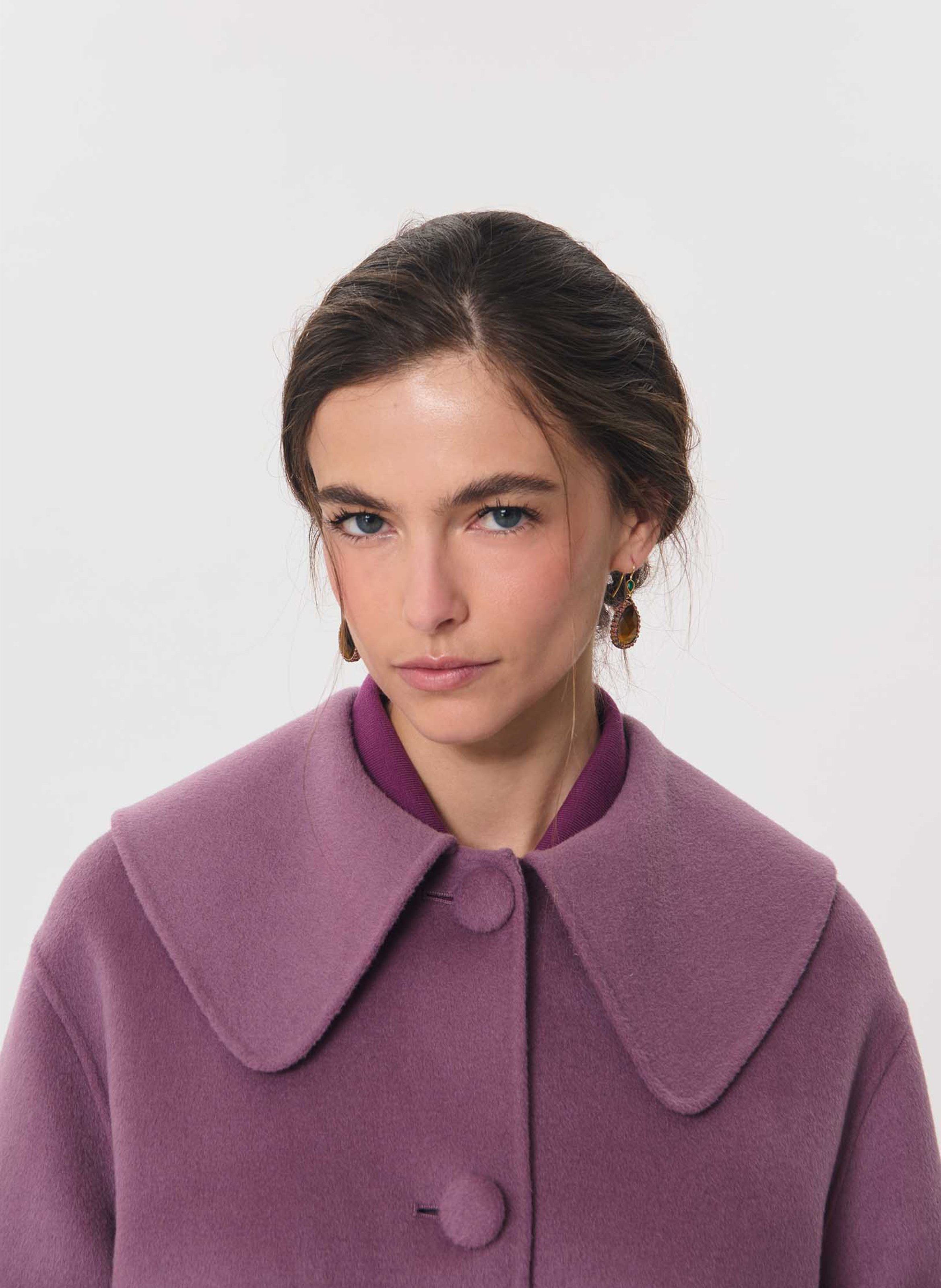 Straight wool-mix coat TARA JARMON Purple