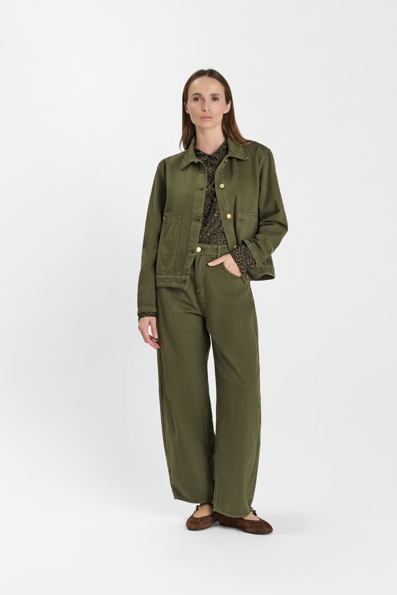 Buttoned shirt-collar jacket LE TEMPS DES CERISES Khaki