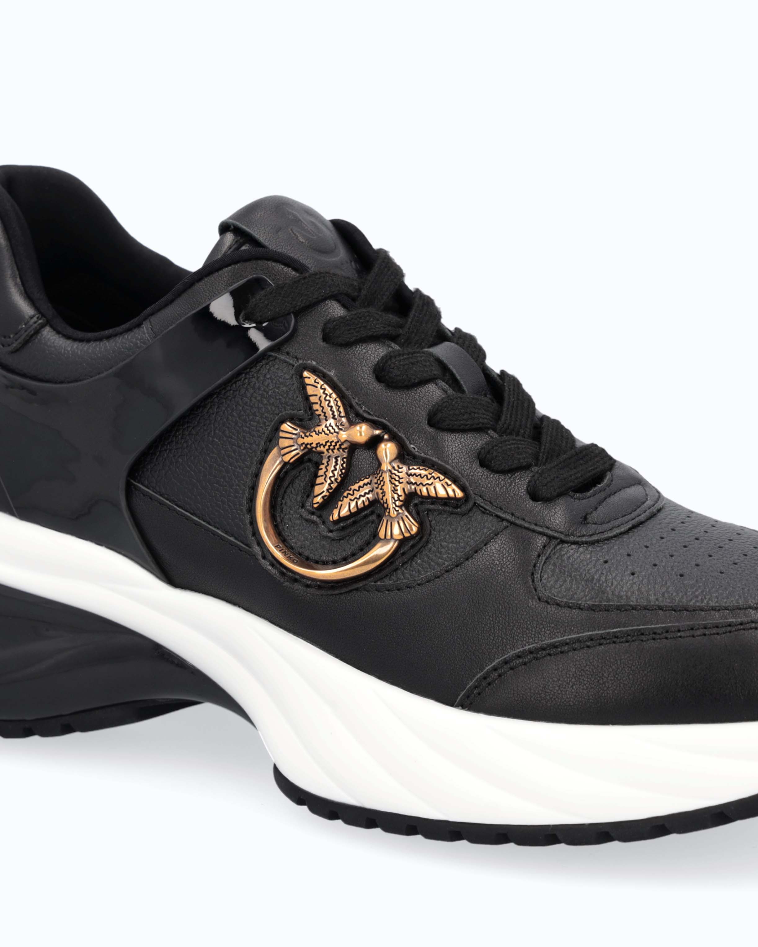 Ariel leather-effect sneakers with mirrored finish details PINKO Black