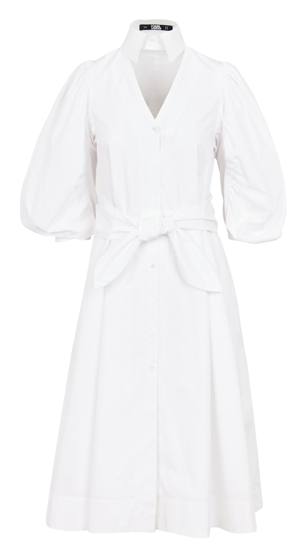 Long 100% organic cotton dress with detachable collar KARL LAGERFELD White