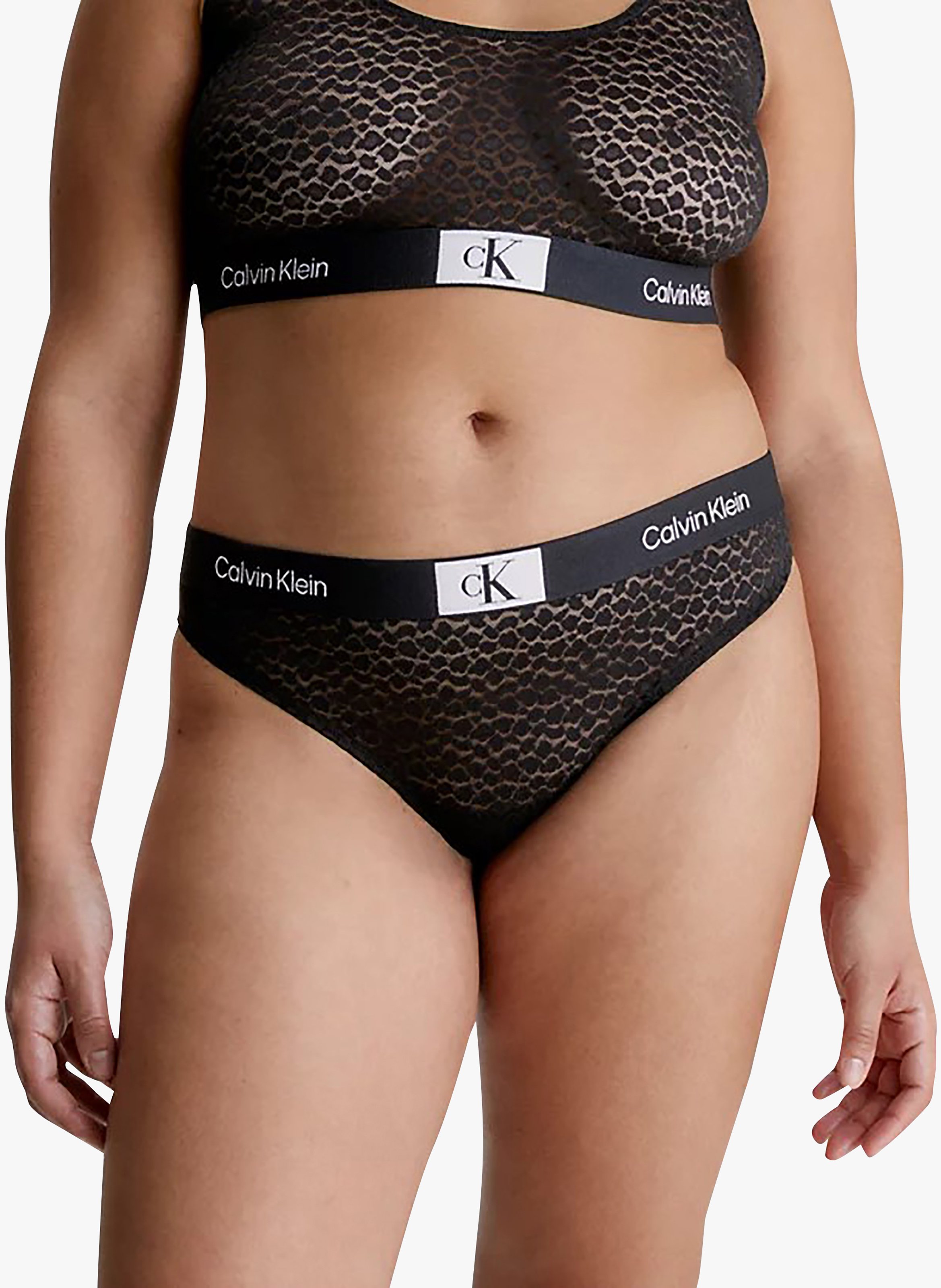 String met halfhoge taille en print CALVIN KLEIN UNDERWEAR Zwart