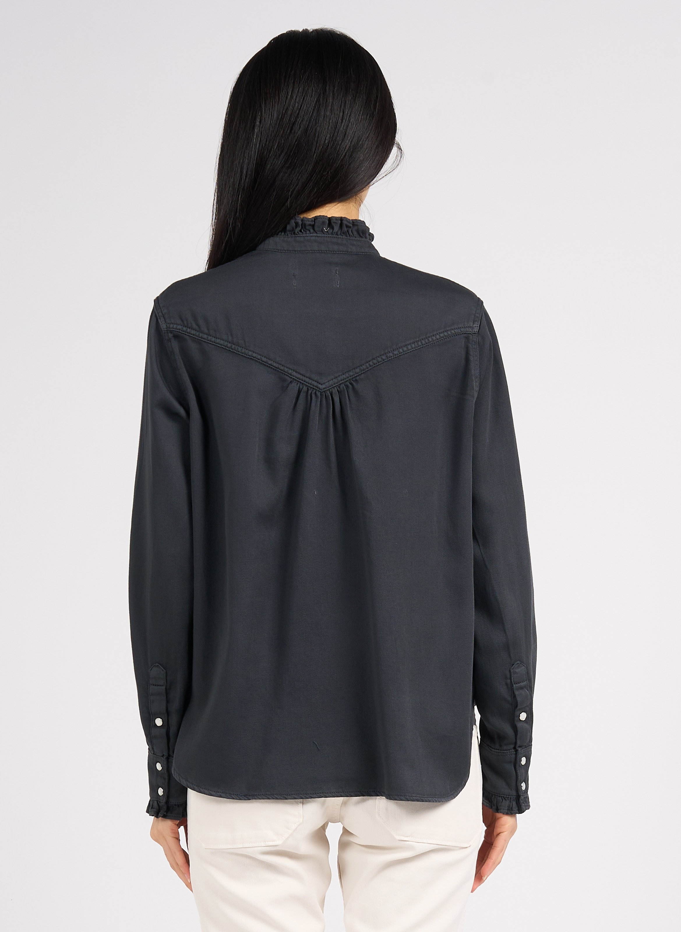 Katoenen blouse met Victoriaanse kraag ACQUAVERDE Grijs