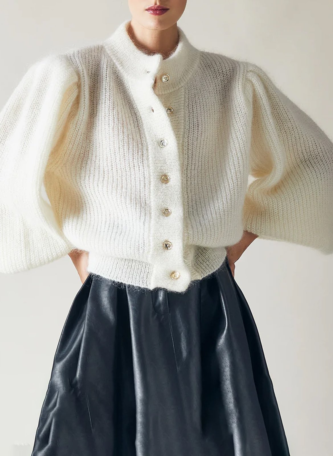 Cardigan en mohair et laine mélangé THE LABEL EDITION Blanc