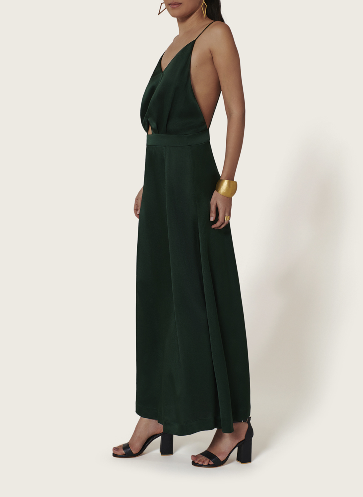 Lange, zijden jurk met V-decolleté KARMA KOMA Groen