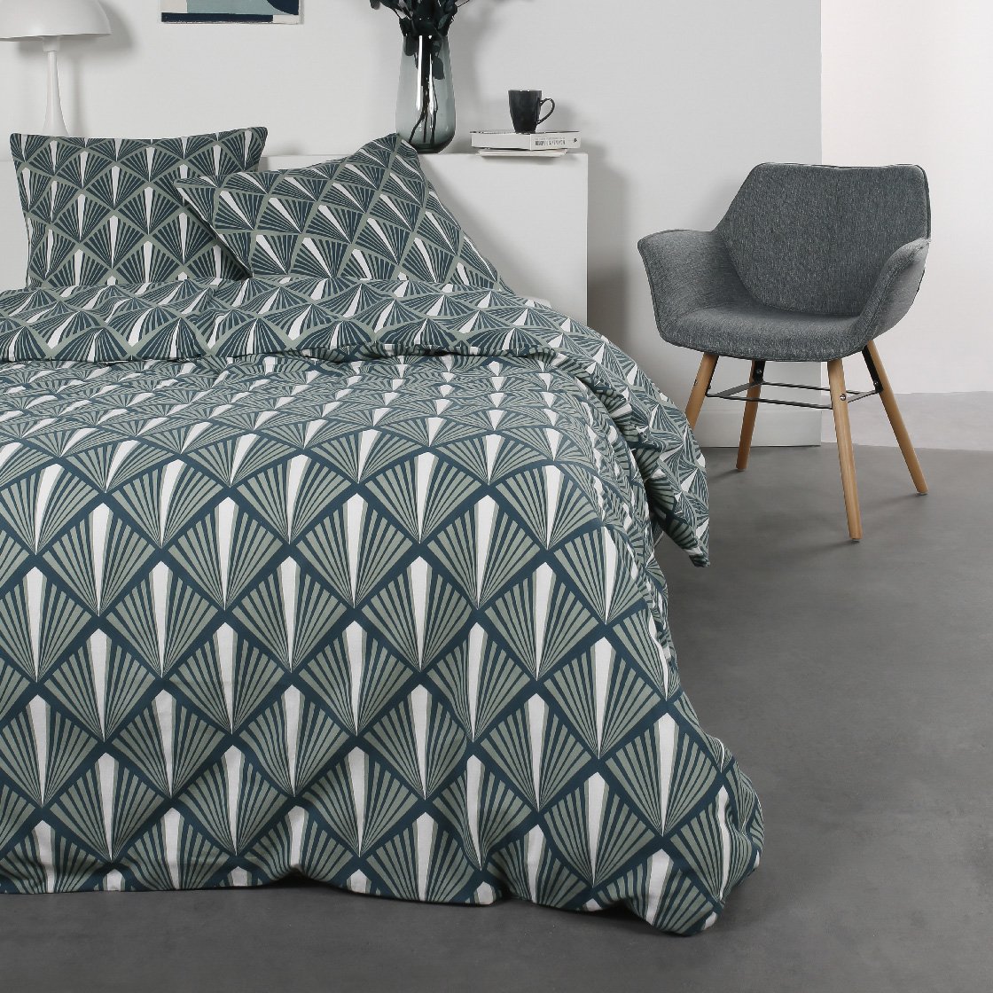 Printed cotton bed set TODAY LINGE DE MAISON Blue