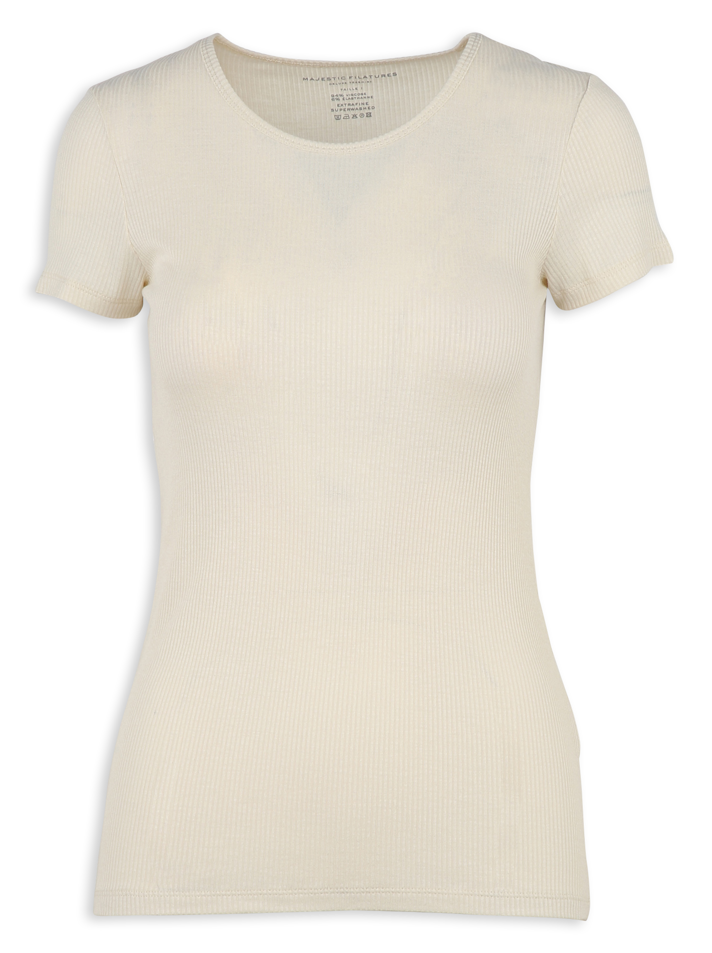 Ribbed fitted T-shirt MAJESTIC FILATURES Beige