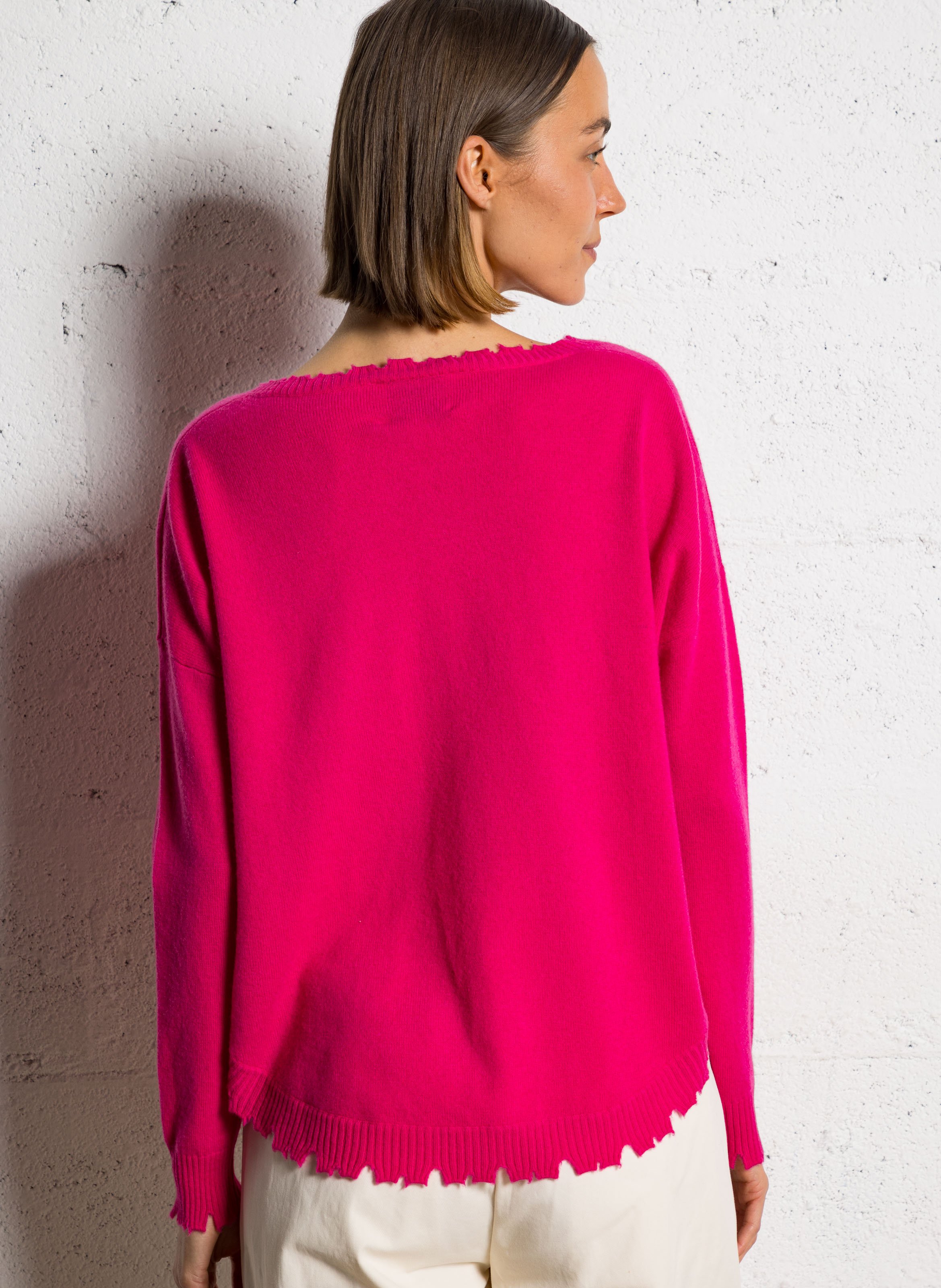 Pull oversize en cachemire maillé KUJTEN Rose