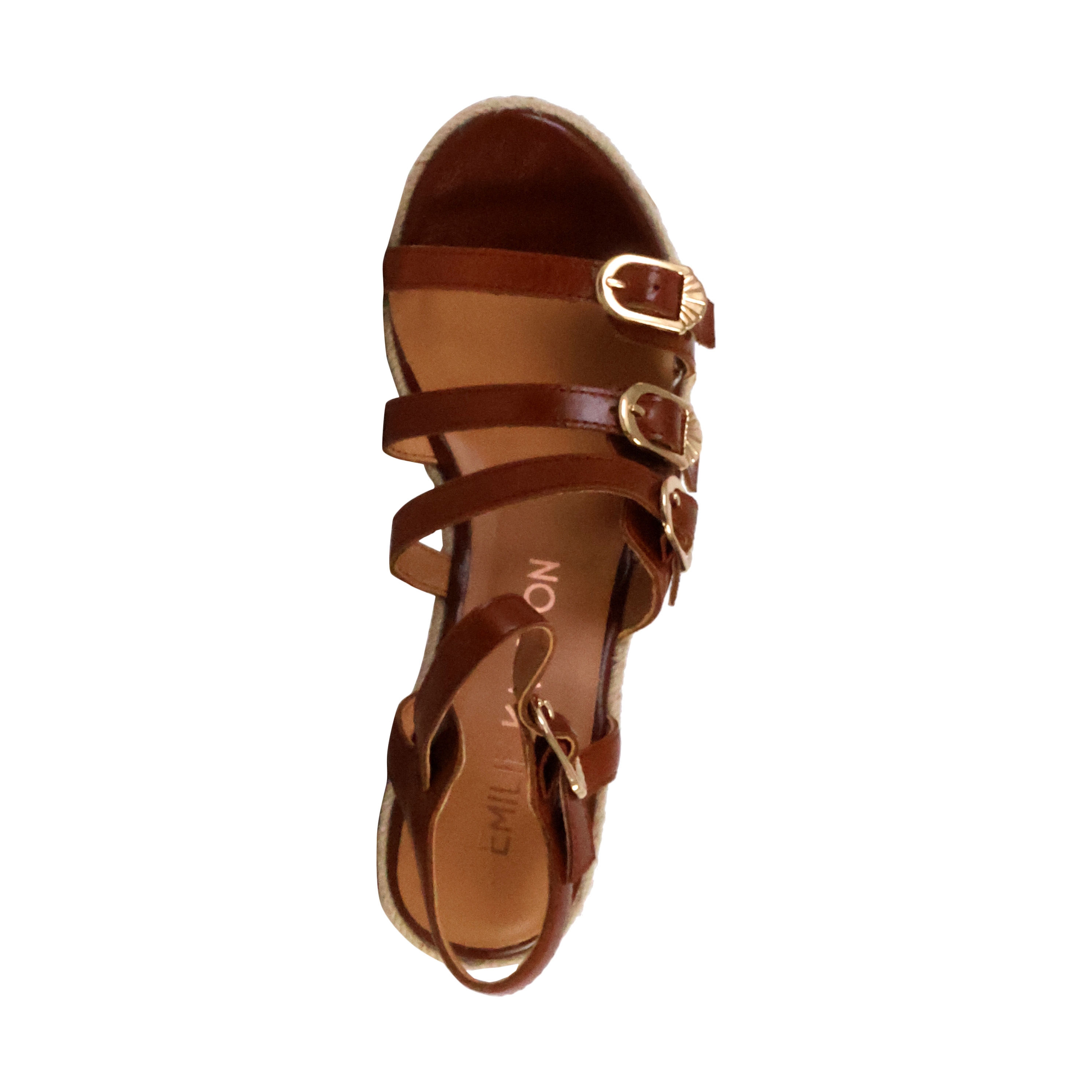 Leather wedge sandals Talia EMILIE KARSTON Brown