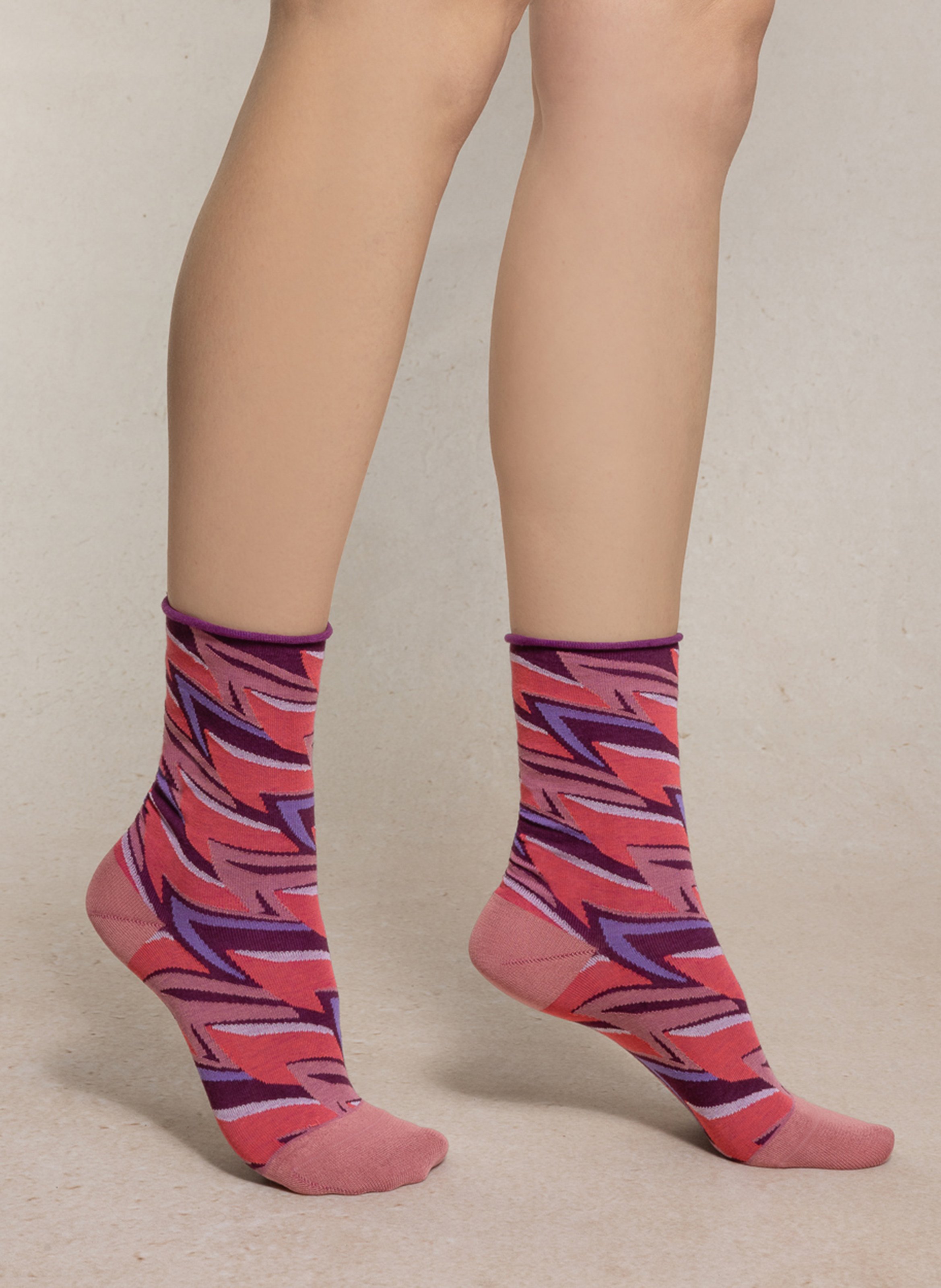 Chaussettes mi-hautes imprimées BLEUFORET Rose