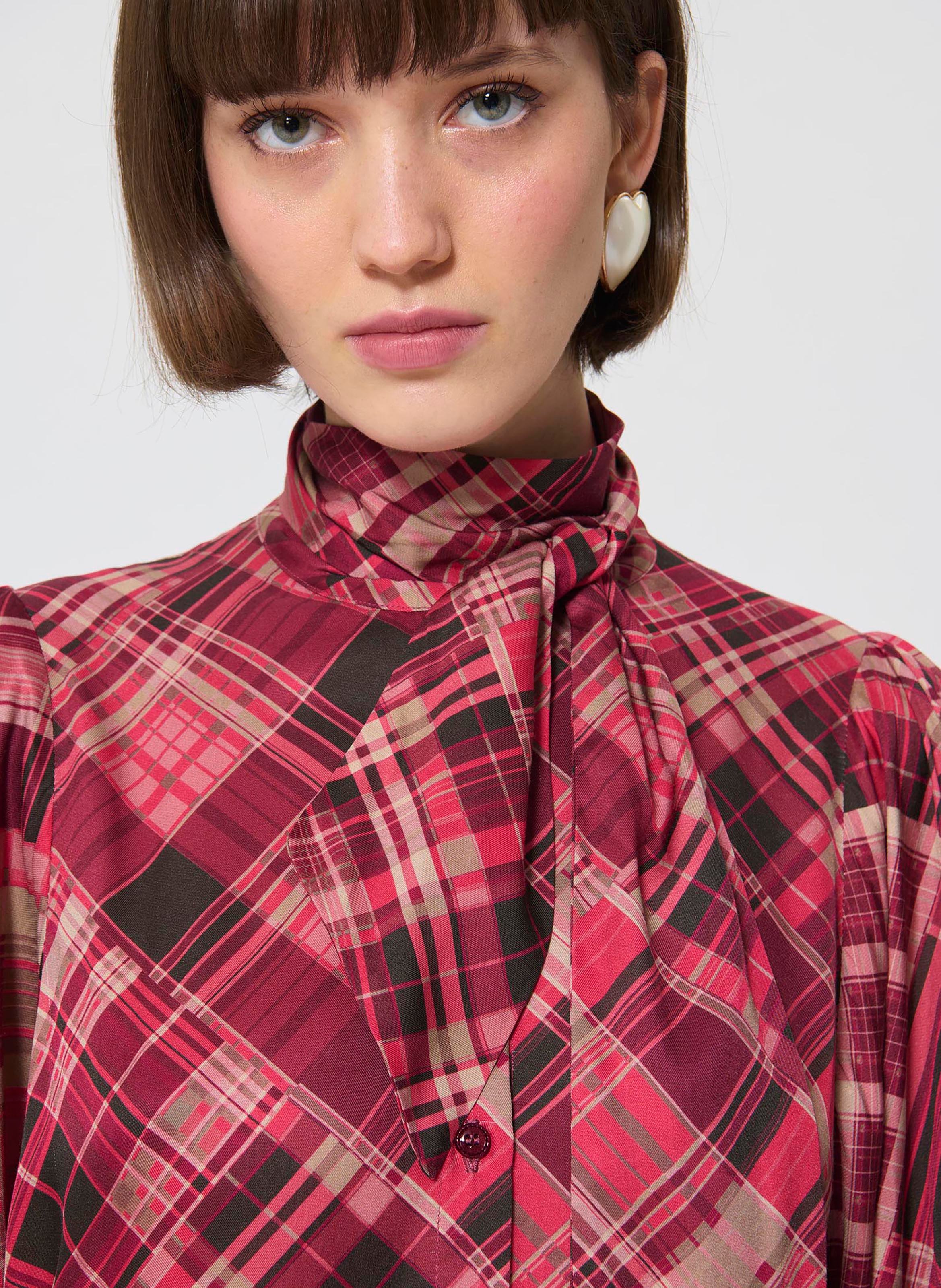 Chemise col lavallière imprimée TARA JARMON Rose