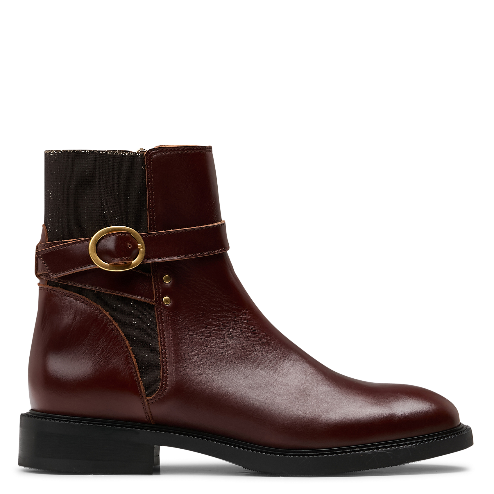 Effen leren enkellaarzen met textuur MAISON TOUFET Bruin