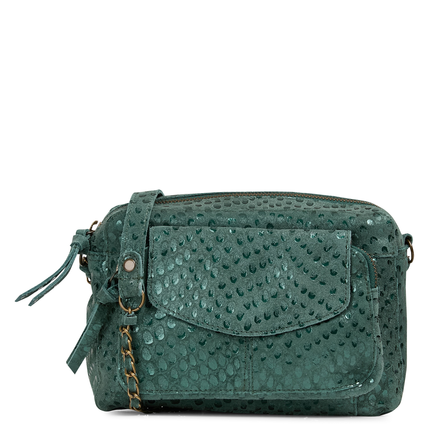 Shiny jacquard leather crossbody bag PIECES