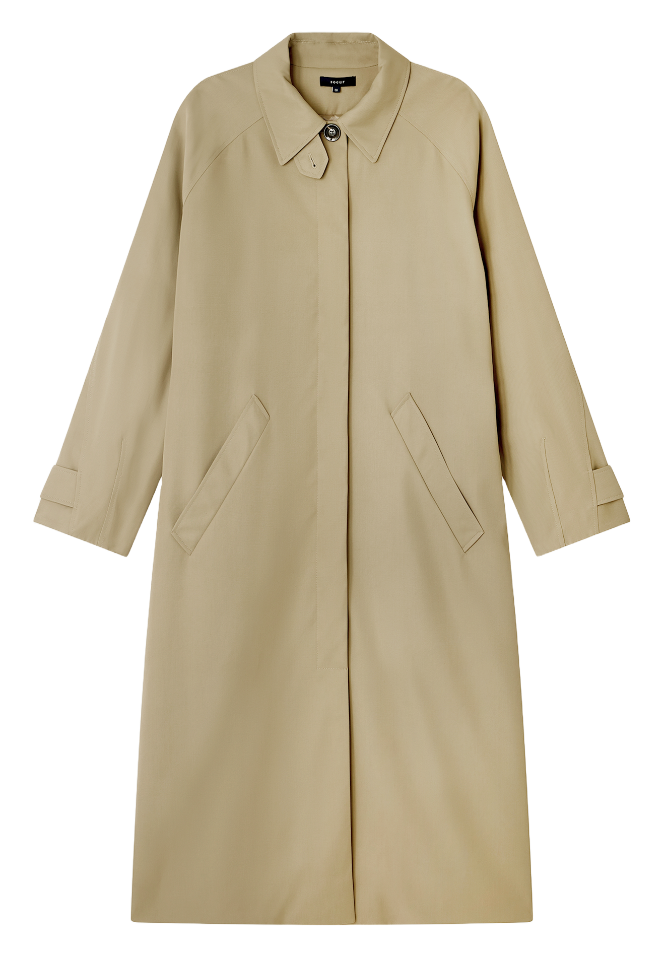 Lange wijde unikleurige trenchcoat SOEUR Groen