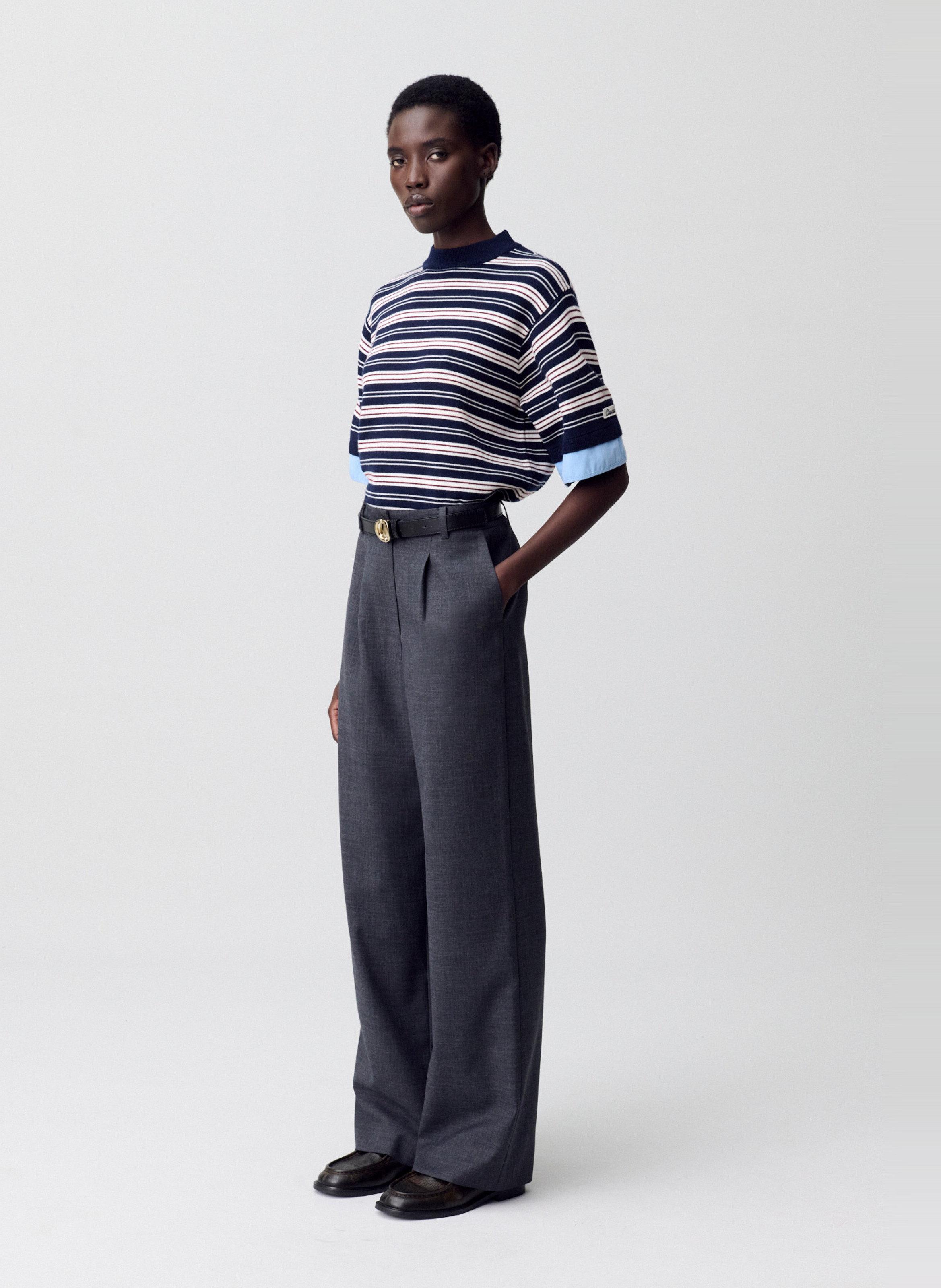 Pantalon taille haute uni CLAUDIE PIERLOT Gris