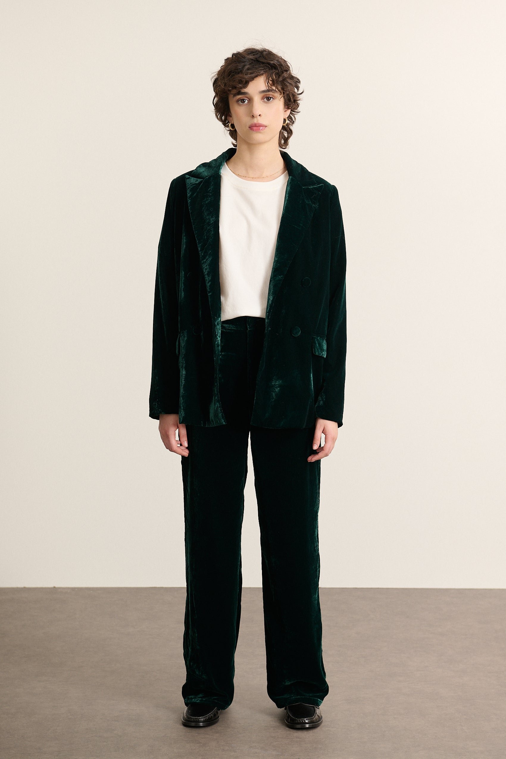 Smooth velvet blazer GARANCE PARIS Green