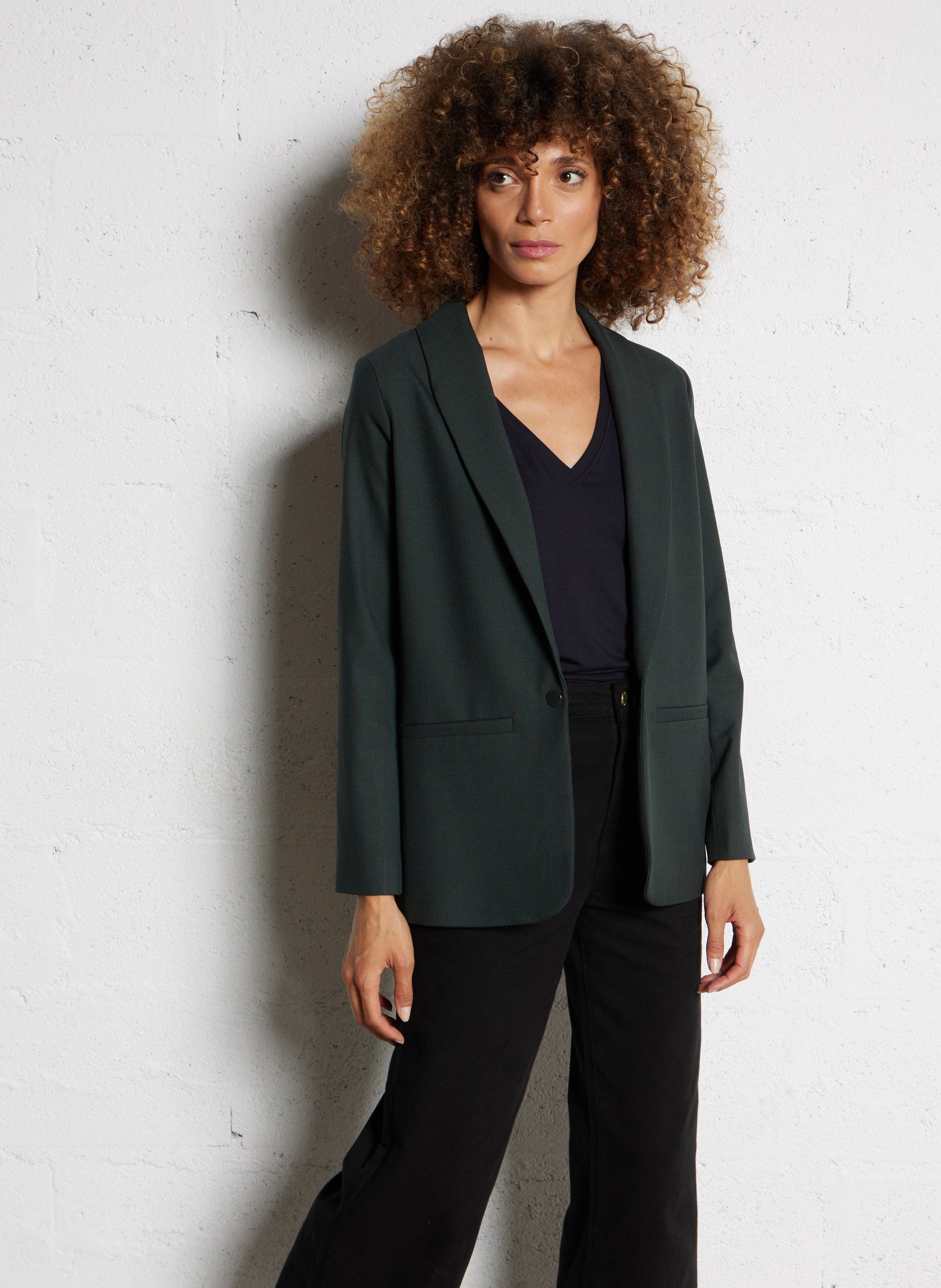 Cotton-blend cardigan with tailored collar I CODE Green