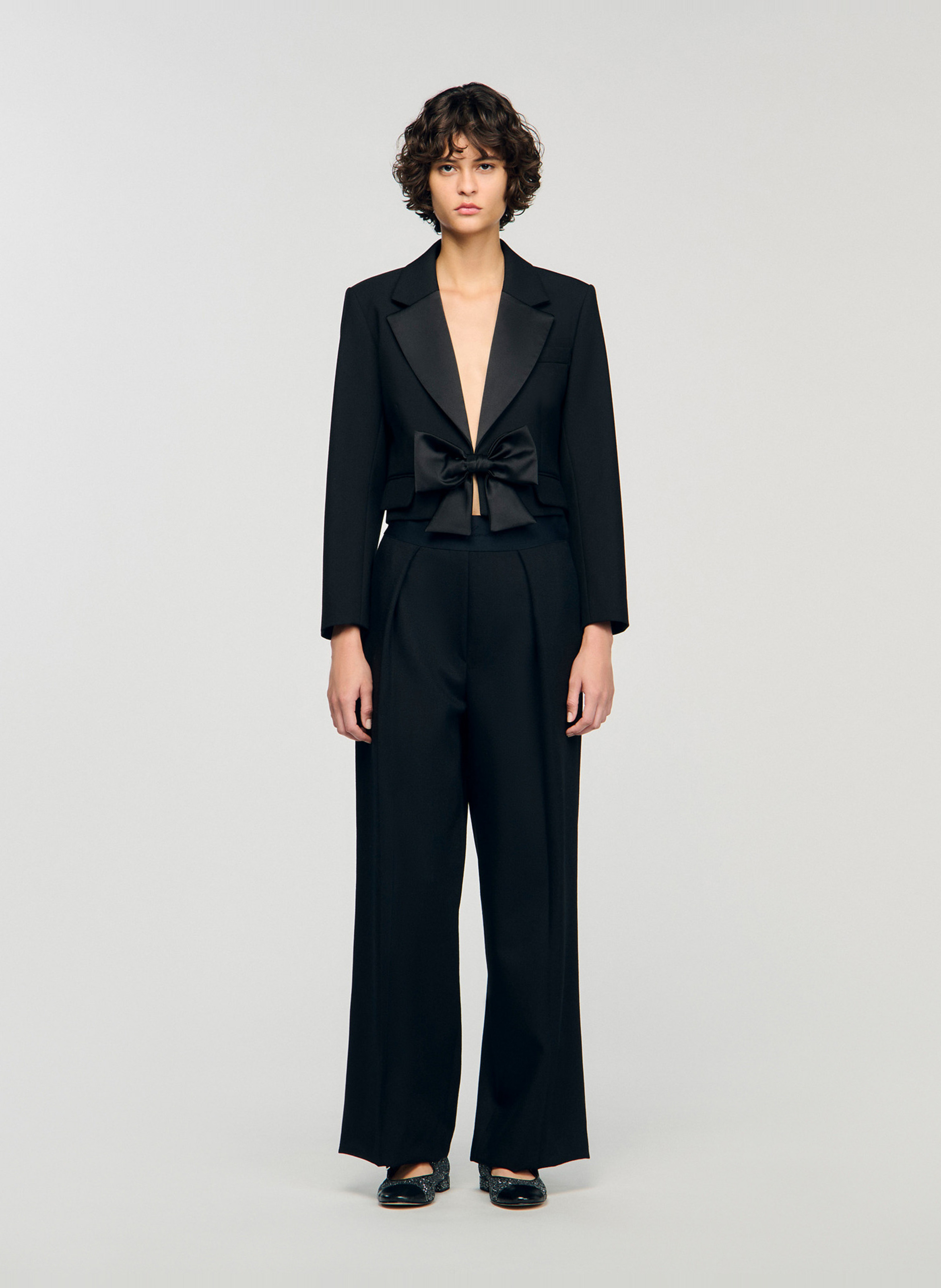 Veste courte col tailleur SANDRO Noir