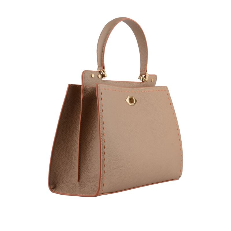 Handbag - cowhide leather POURCHET Brown