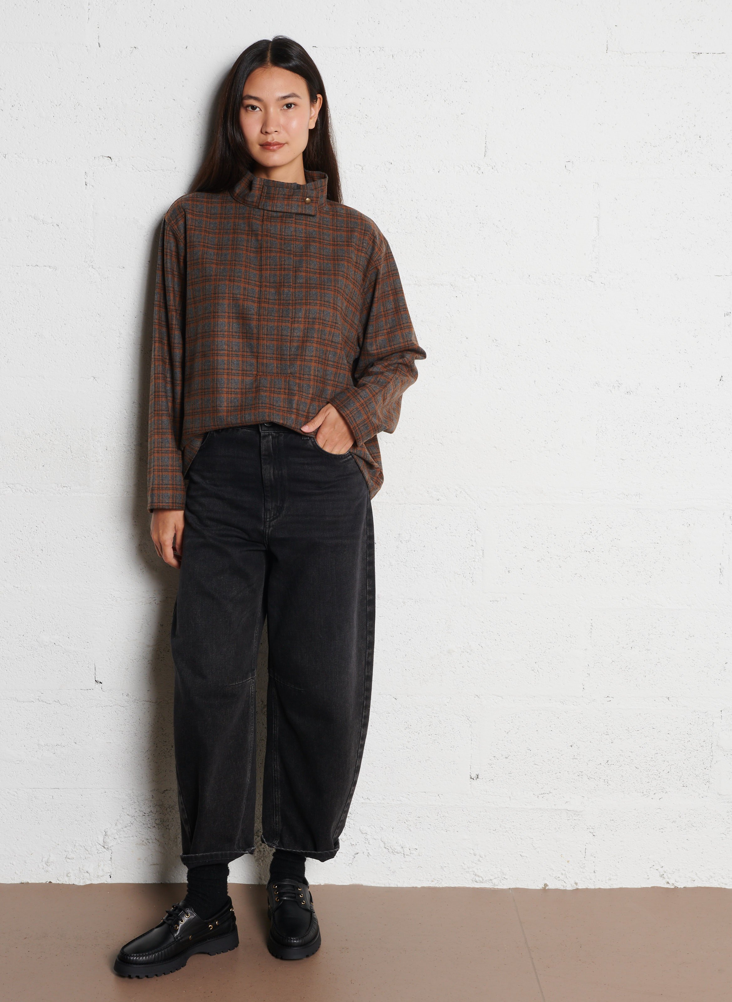 Top col montant en laine mélangée BELLEPIECE Beige