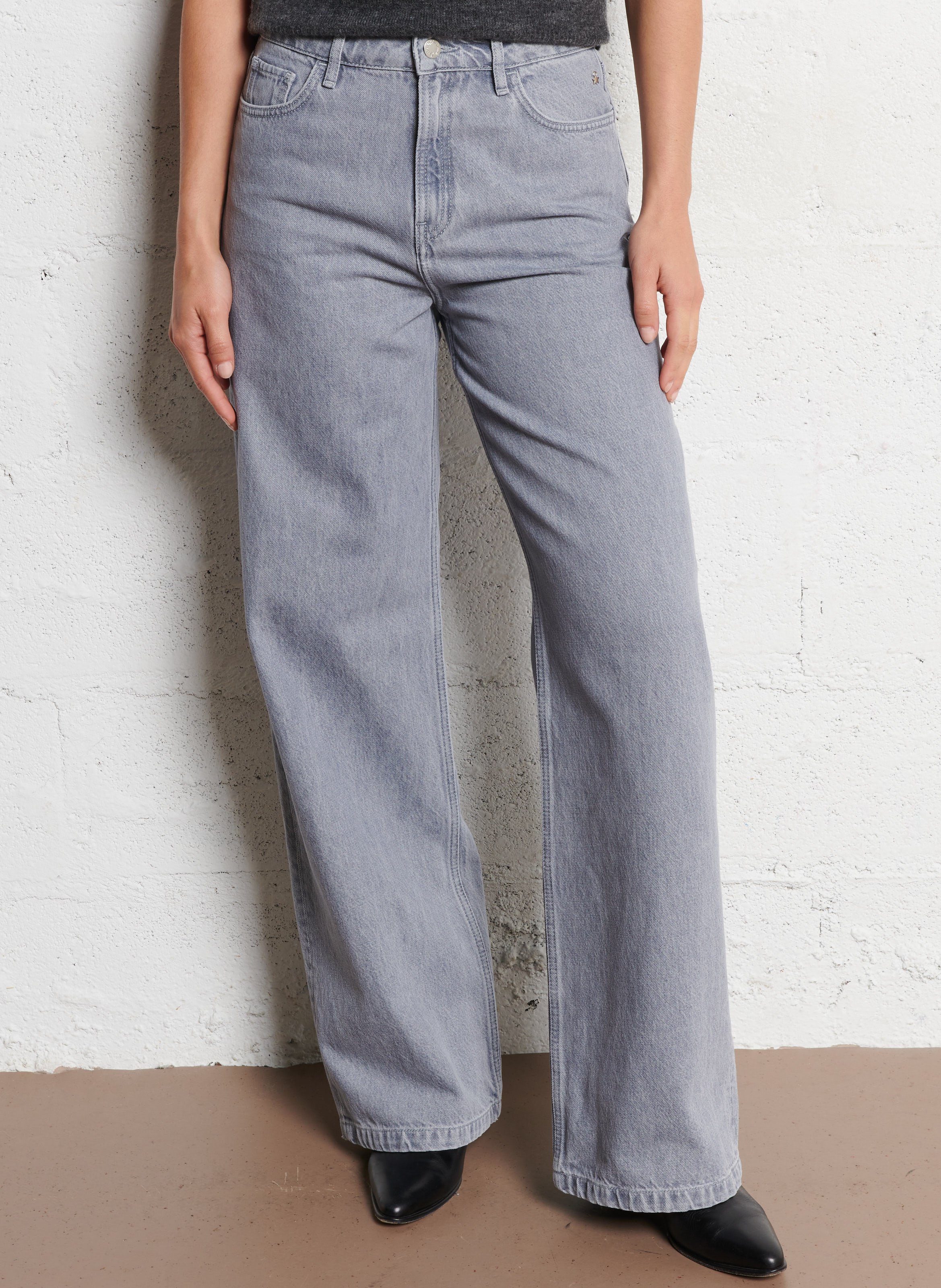 Jean large en coton DES PETITS HAUTS Gris