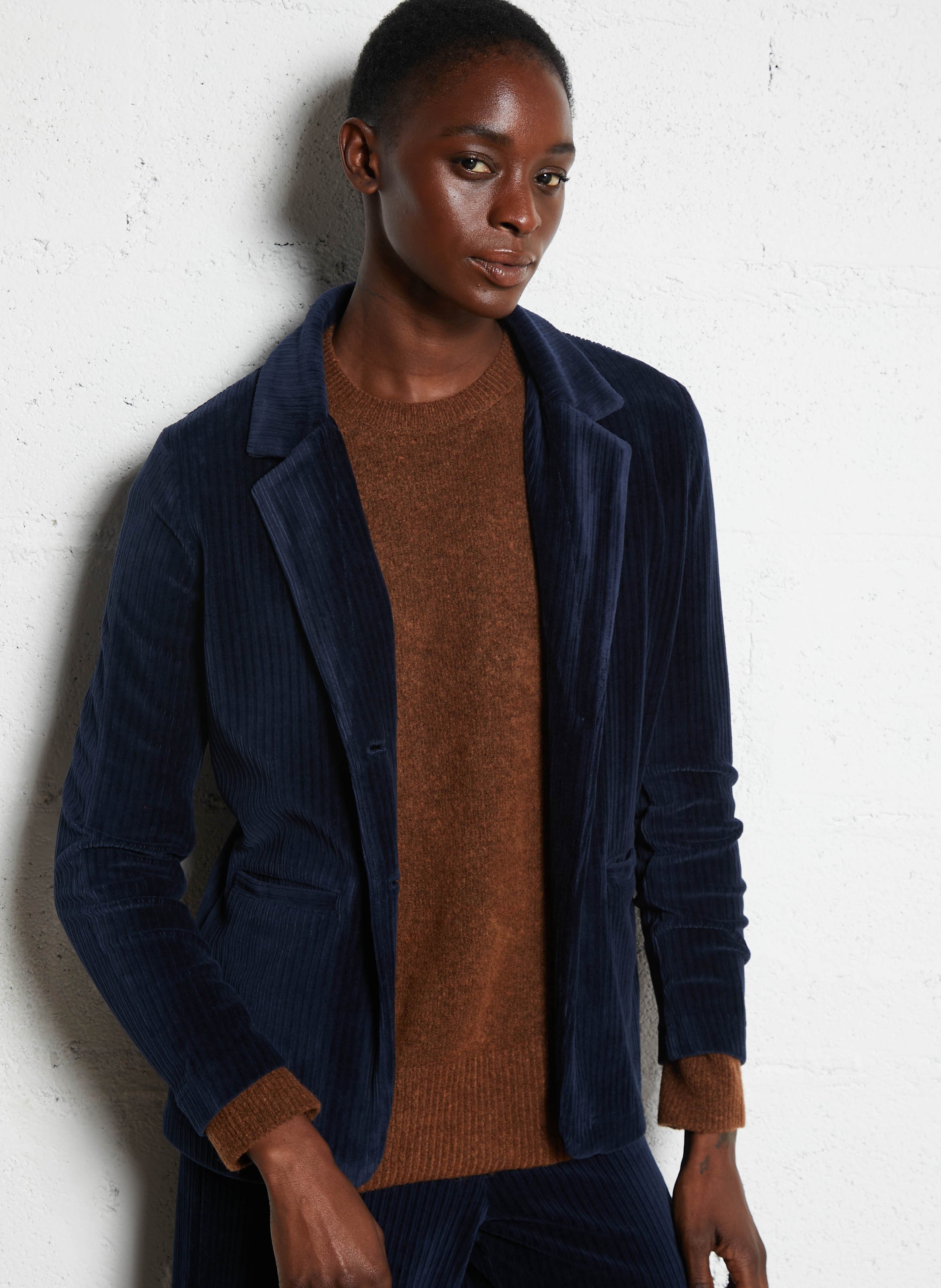 Veste droite col tailleur en velours côtelé NICE THINGS