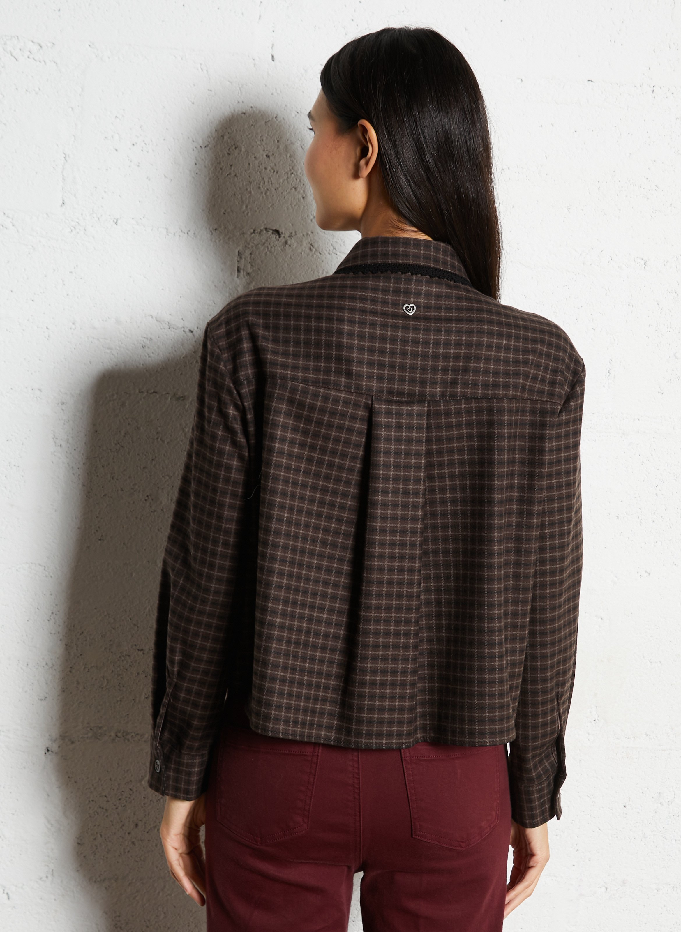 Kort, geruit hemd PLEASE Bruin