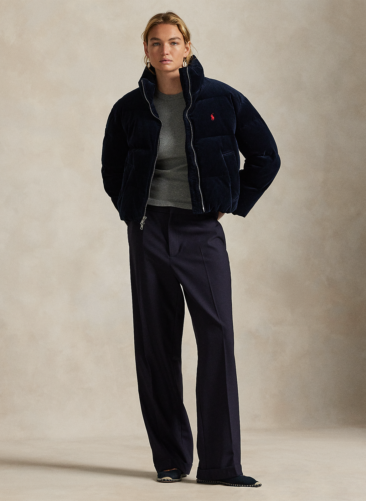 Doudoune col montant en coton mélangé POLO RALPH LAUREN Bleu