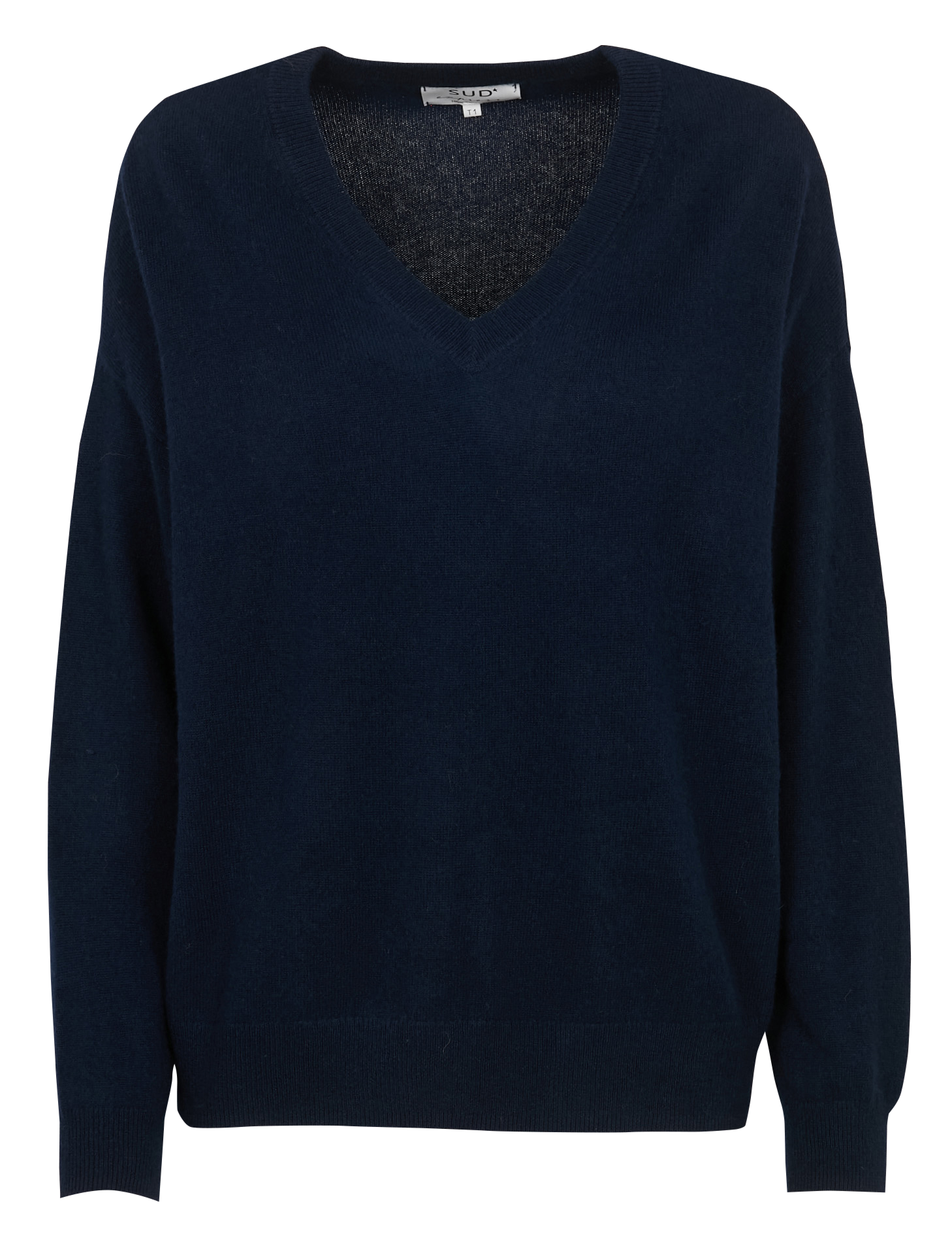 Straight V-neck cashmere sweater SUD EXPRESS Blue
