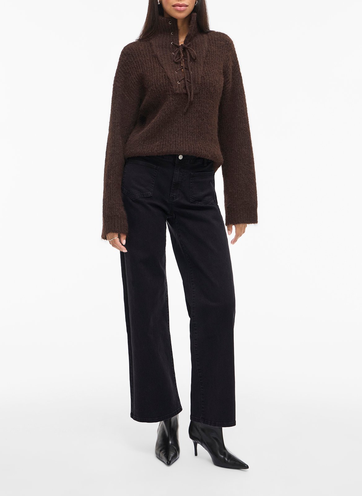 Weite Jeans aus Baumwoll-Mix Schwarz