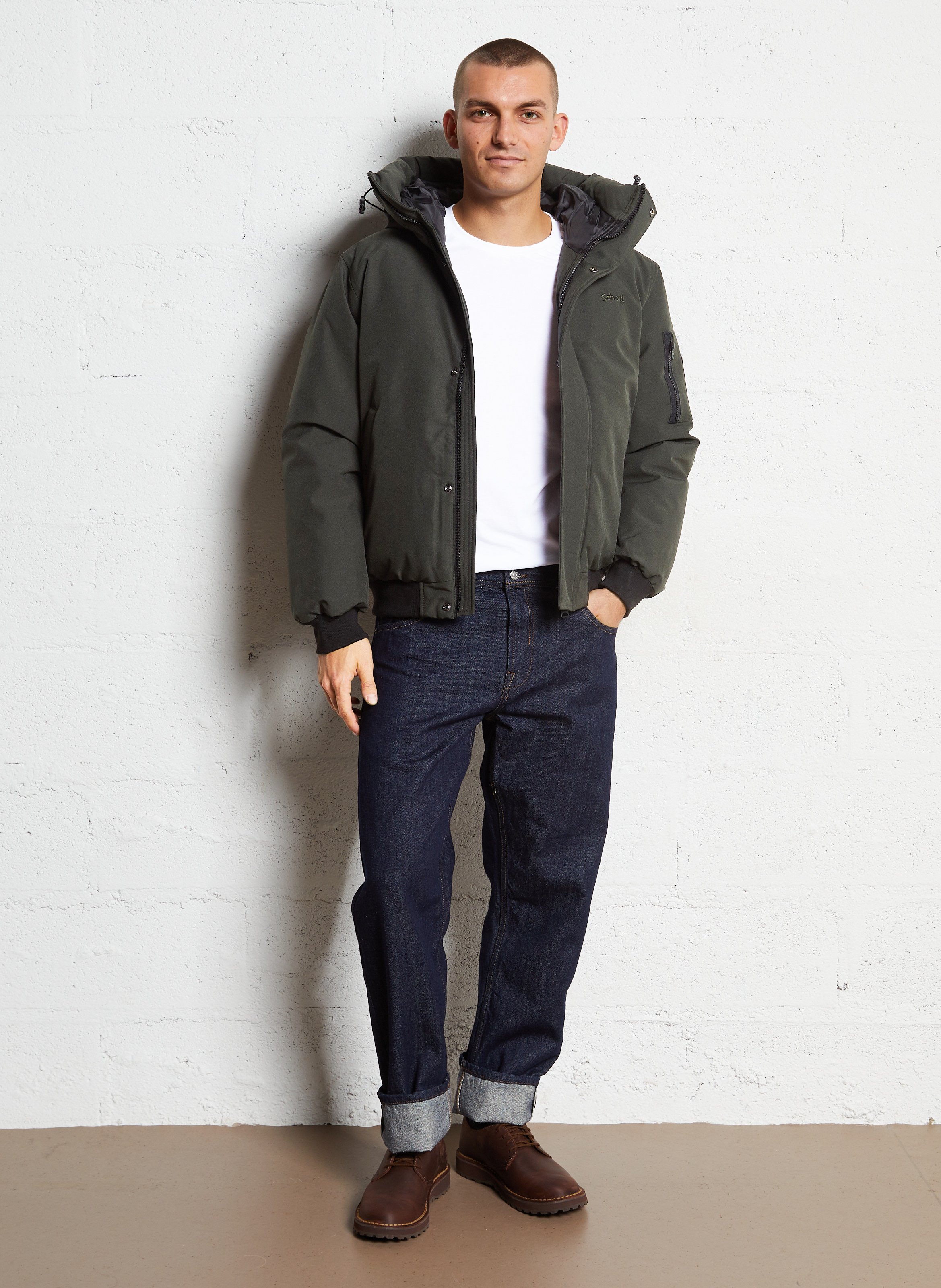 Blouson col montant  SCHOTT Vert